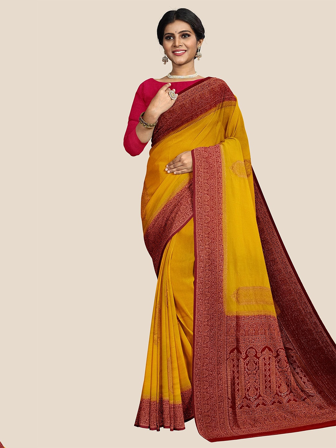 

The Chennai Silks Woven Design Zari Patola Saree, Yellow