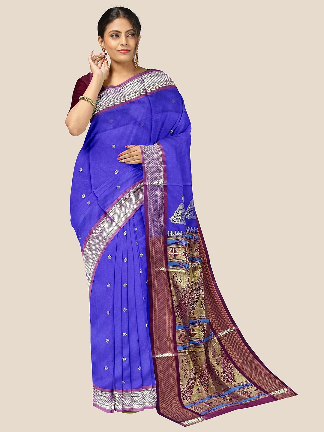 

The Chennai Silks Ethnic Motifs Zari Art Silk Saree, Blue
