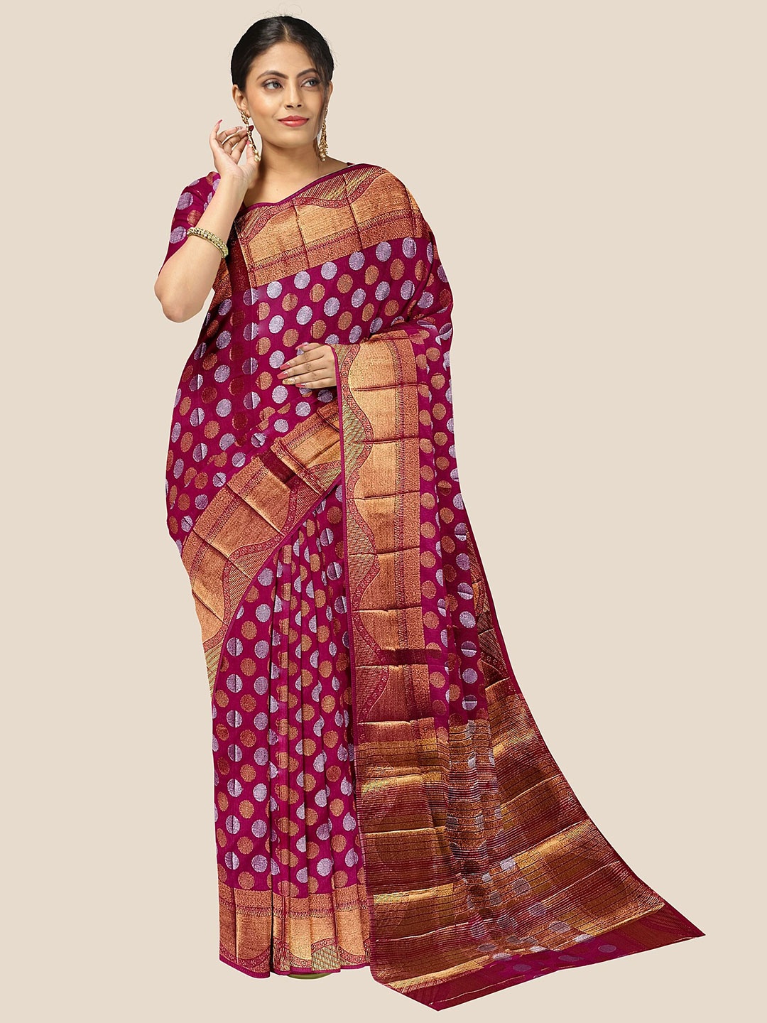 

The Chennai Silks Woven Design Zari Banarasi Saree, Pink