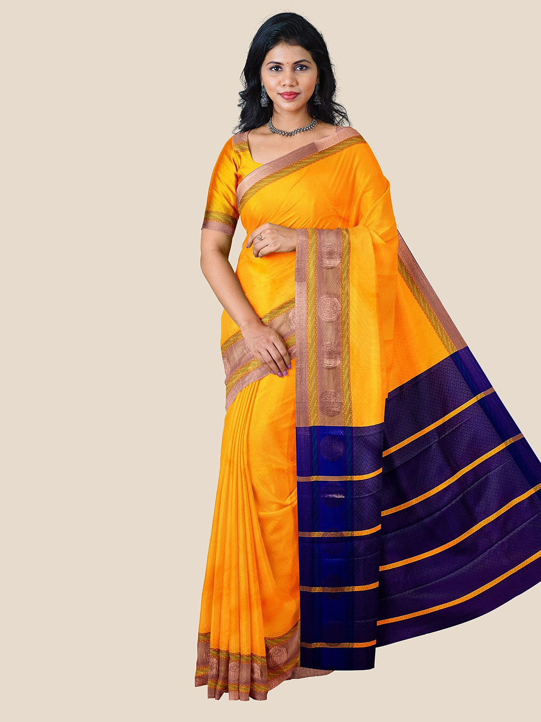 

The Chennai Silks Woven Design Zari Banarasi Saree, Orange