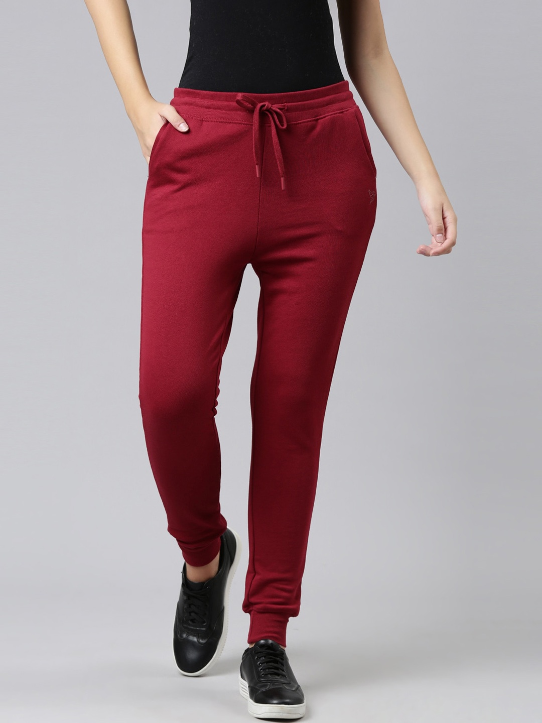 

TWIN BIRDS Women Cotton Joggers, Maroon