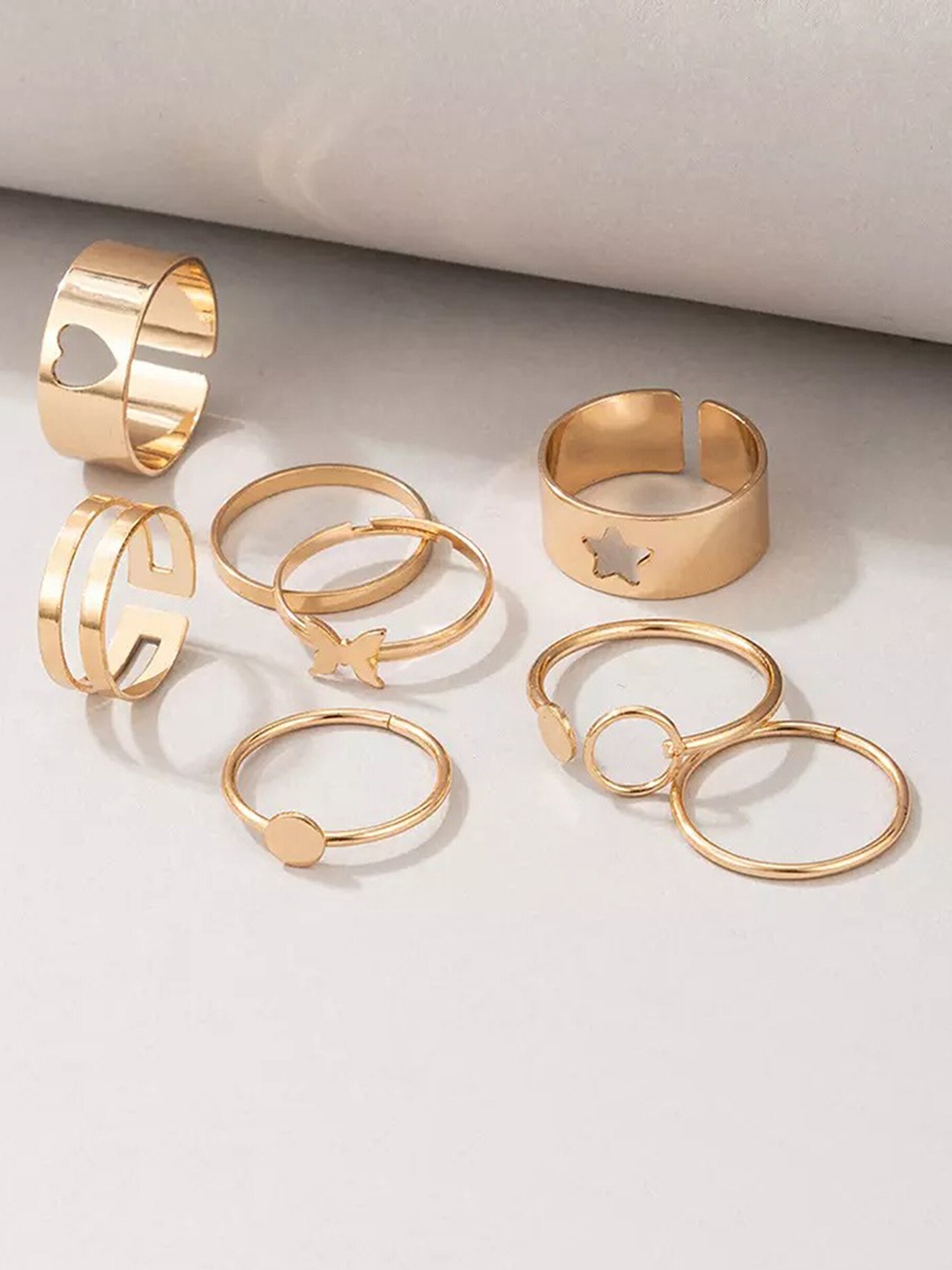 

Pinapes Set Of 8 Gold-Plated Bohemia Finger Rings