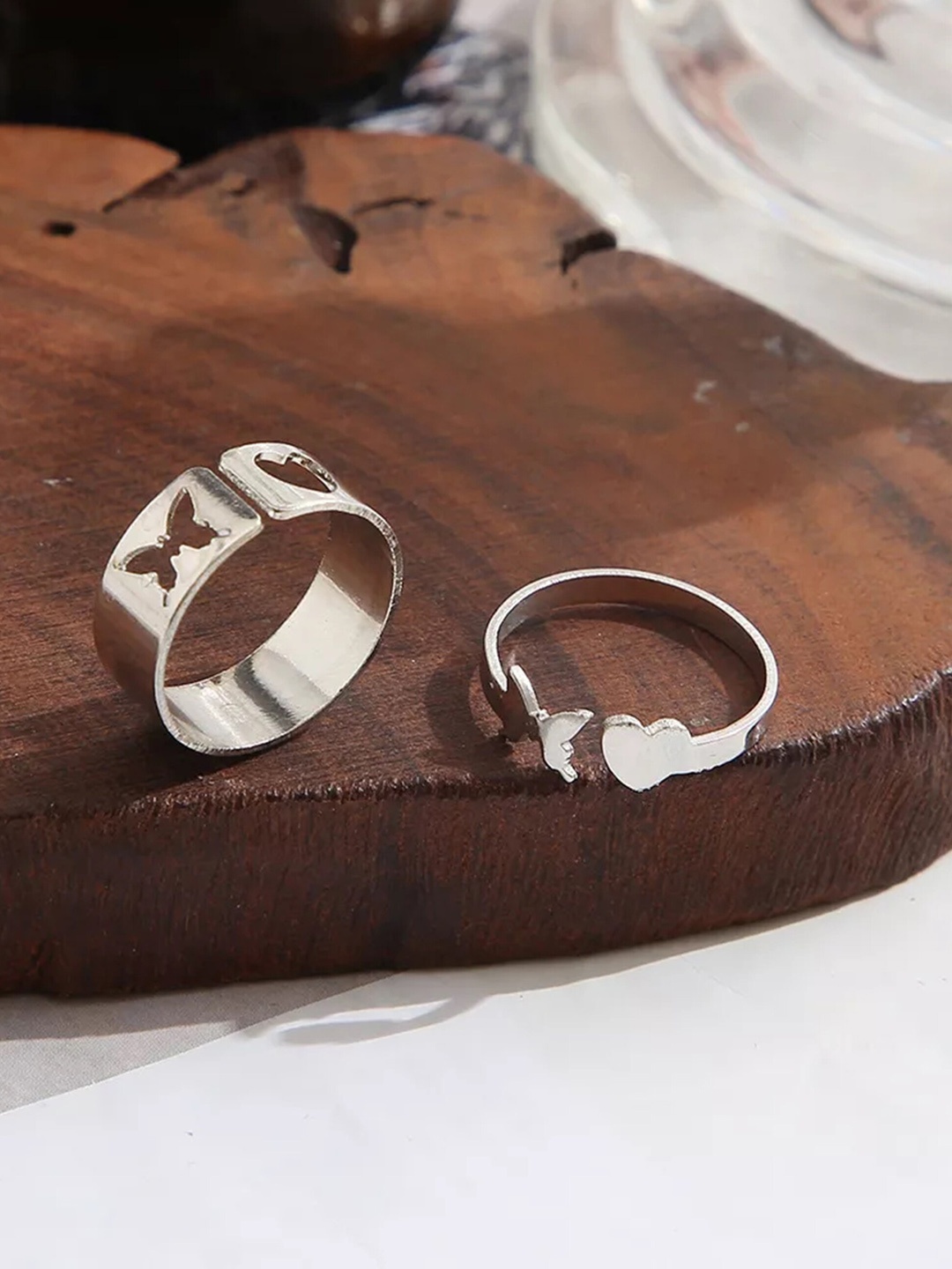 

Pinapes Set of 2 Silver-Plated Adjustable Couple Finger Ring