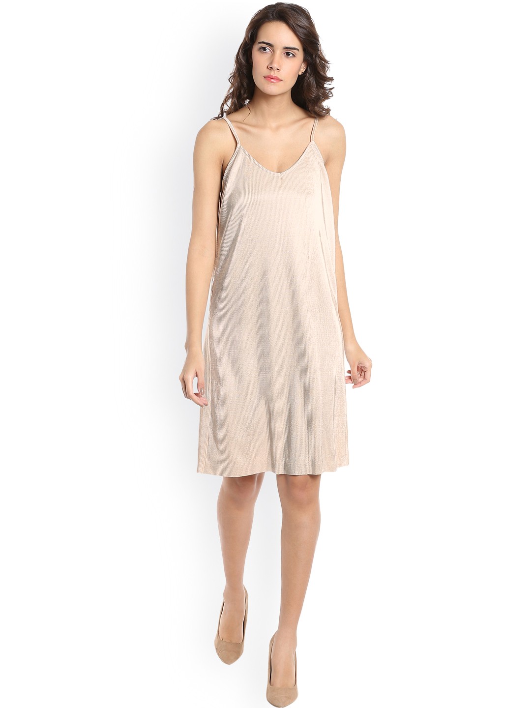 

Vero Moda Women Cream Self Design A-Line Dress
