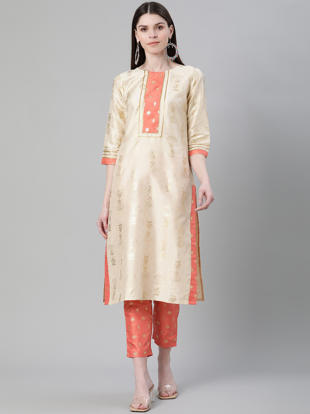 

ZIYAA Embroidered Thread Work Kurta, Cream