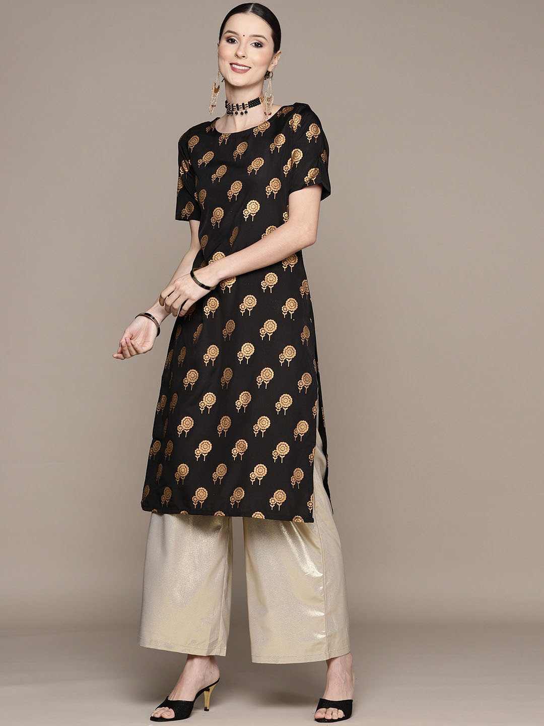 

ZIYAA Women Ethnic Motifs Printed Kurta, Black