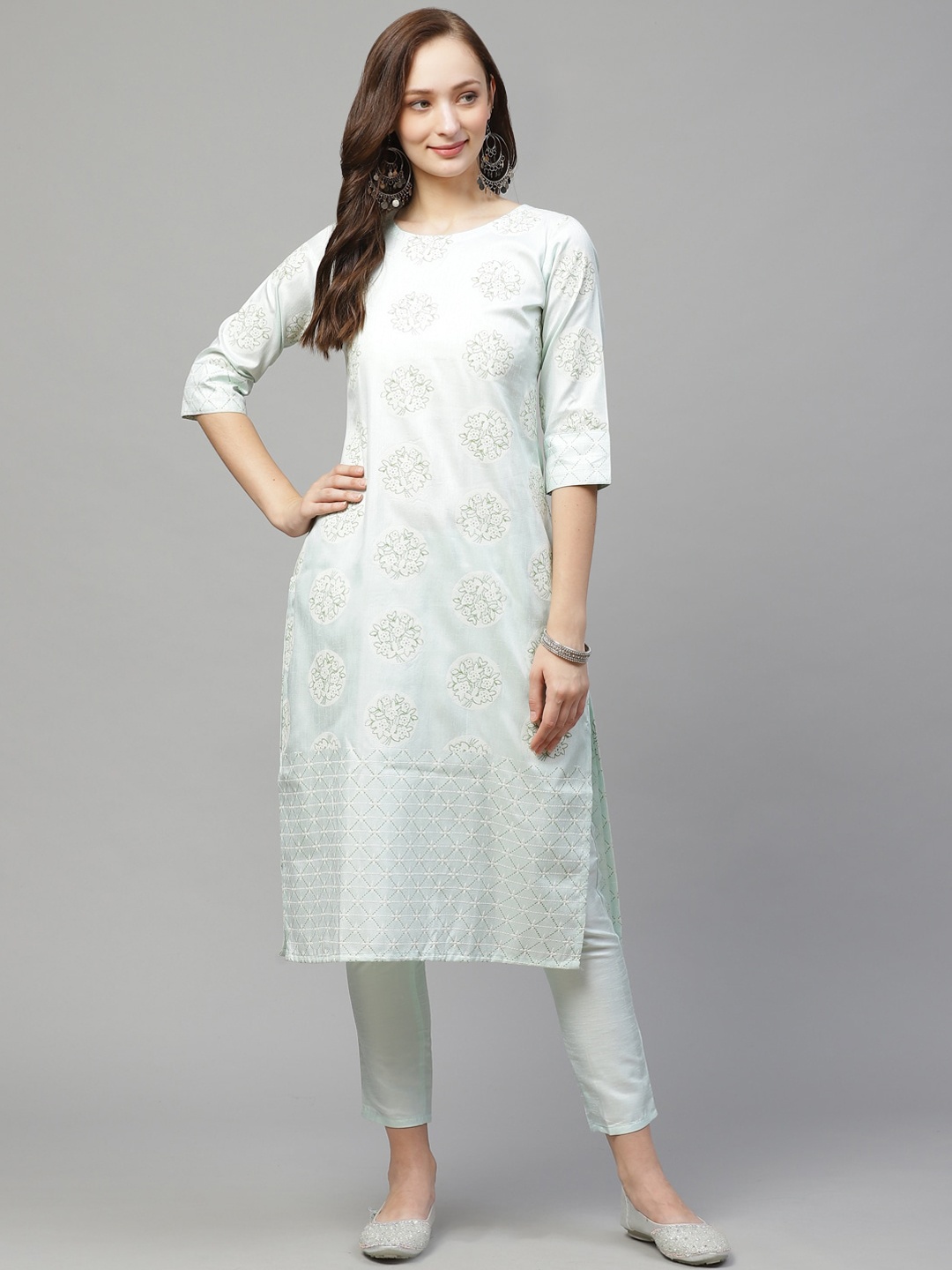 

ZIYAA Women Ethnic Motifs Printed Straight Kurta, Green