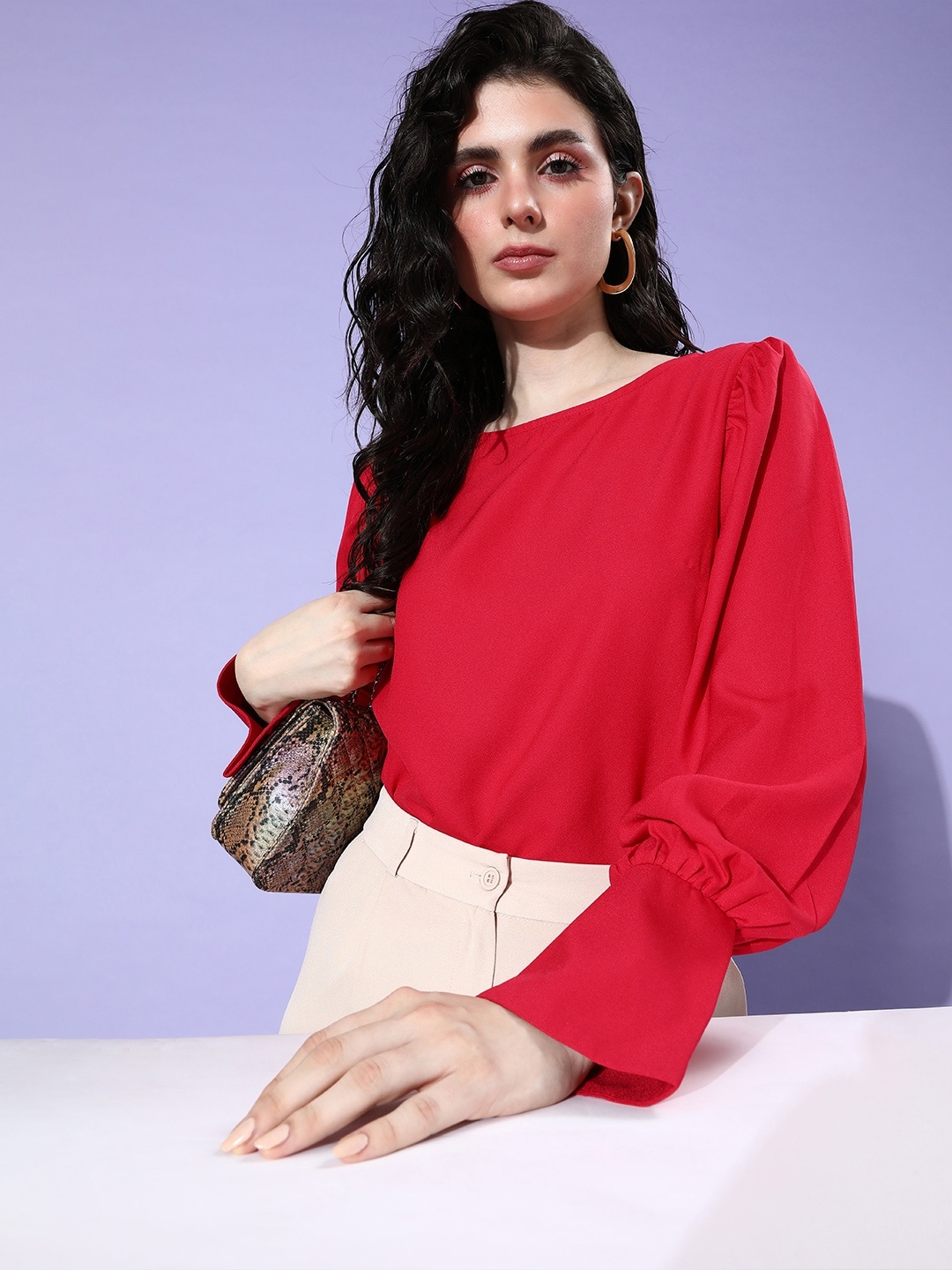 

her by invictus Bishop Sleeves Top, Red