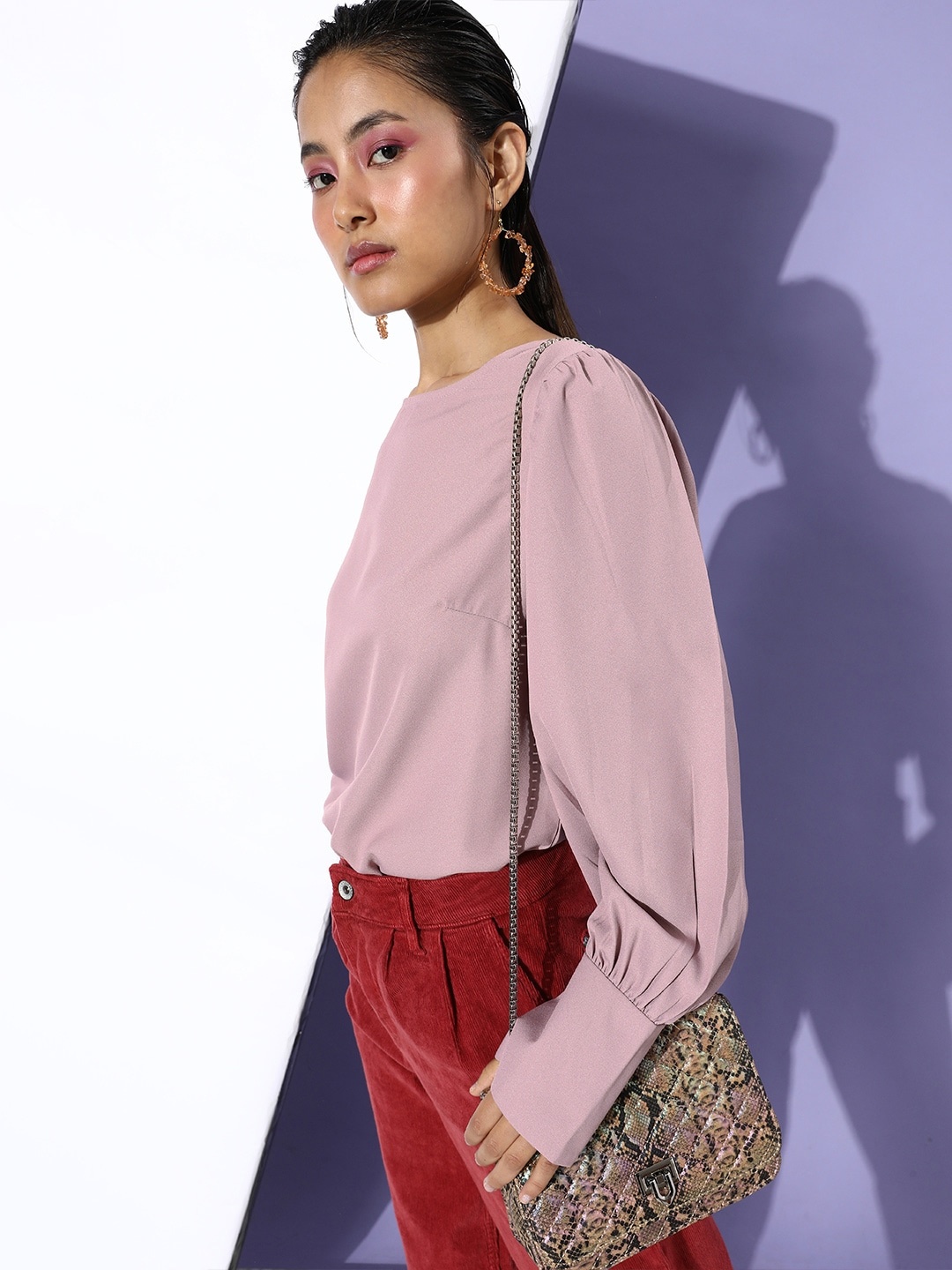 

her by invictus Bishop Sleeves Top, Mauve