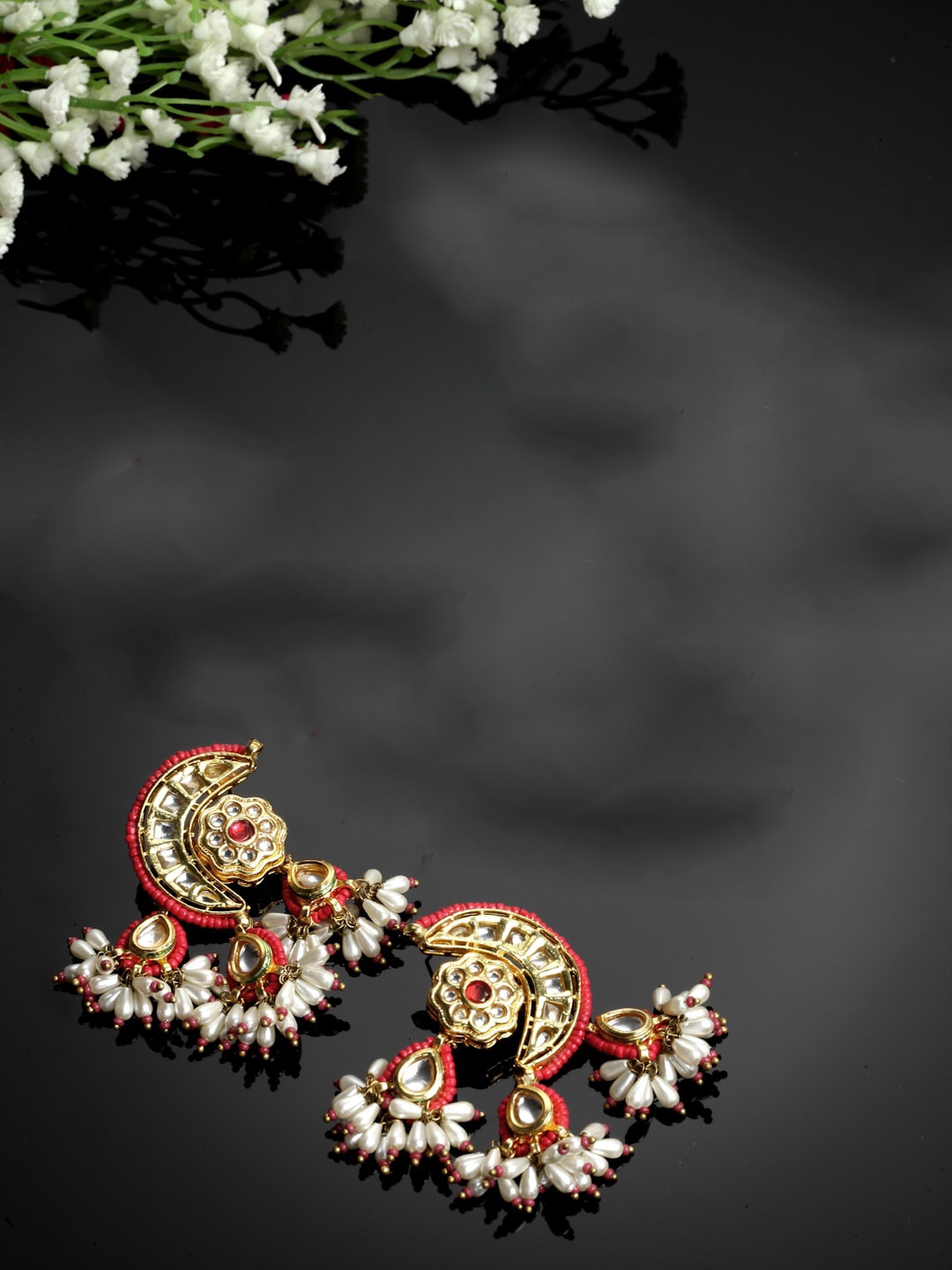 

DUGRISTYLE Gold-Plated Contemporary Drop Earrings, Red