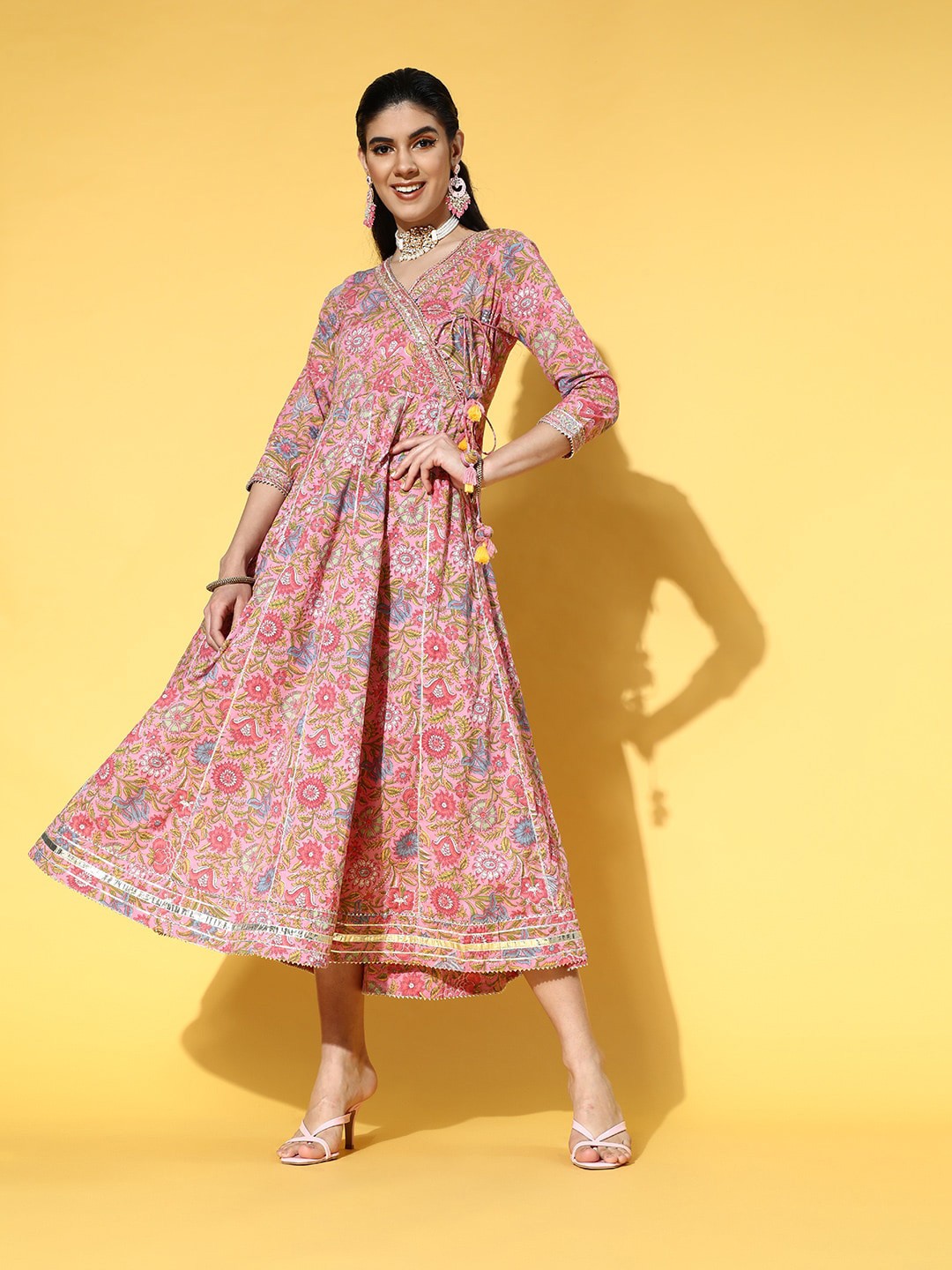 

Prakrti Floral Printed Cotton Dress, Pink