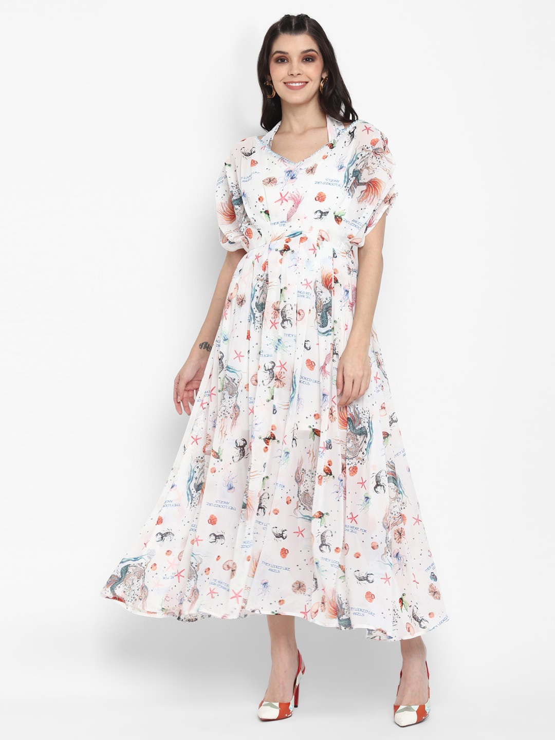 

BLANC9 Conversational Printed Fit And Flare Dress, White