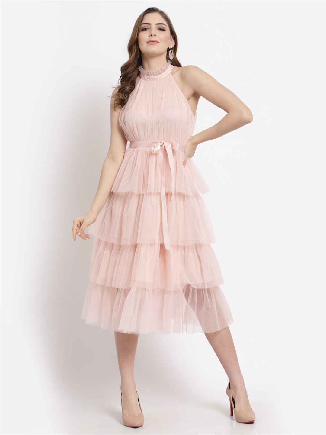 

BLANC9 Halter Neck Midi Dress, Peach