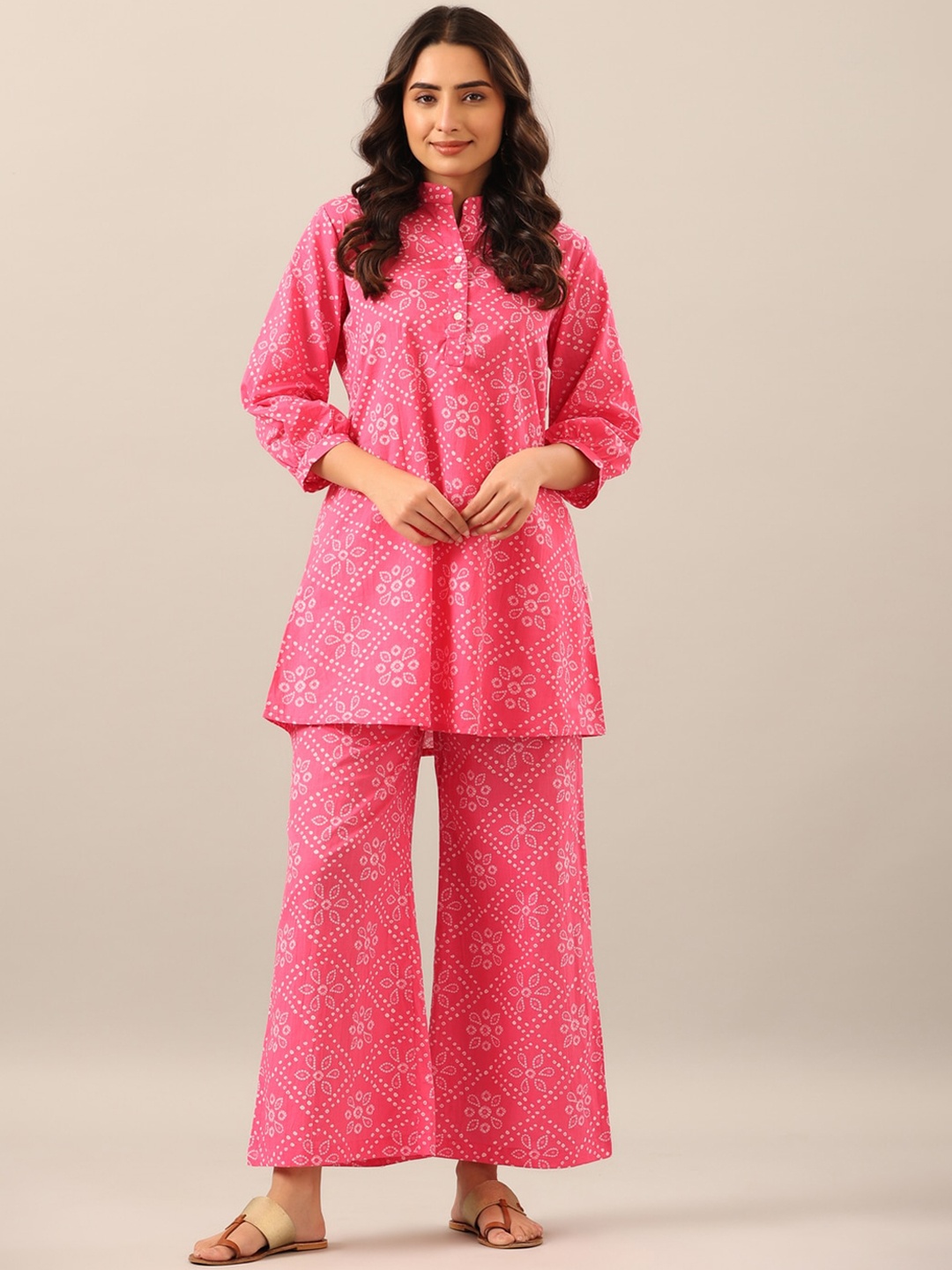 

JISORA Women 2 Pieces Floral Printed Pure Cotton Night Suit, Pink