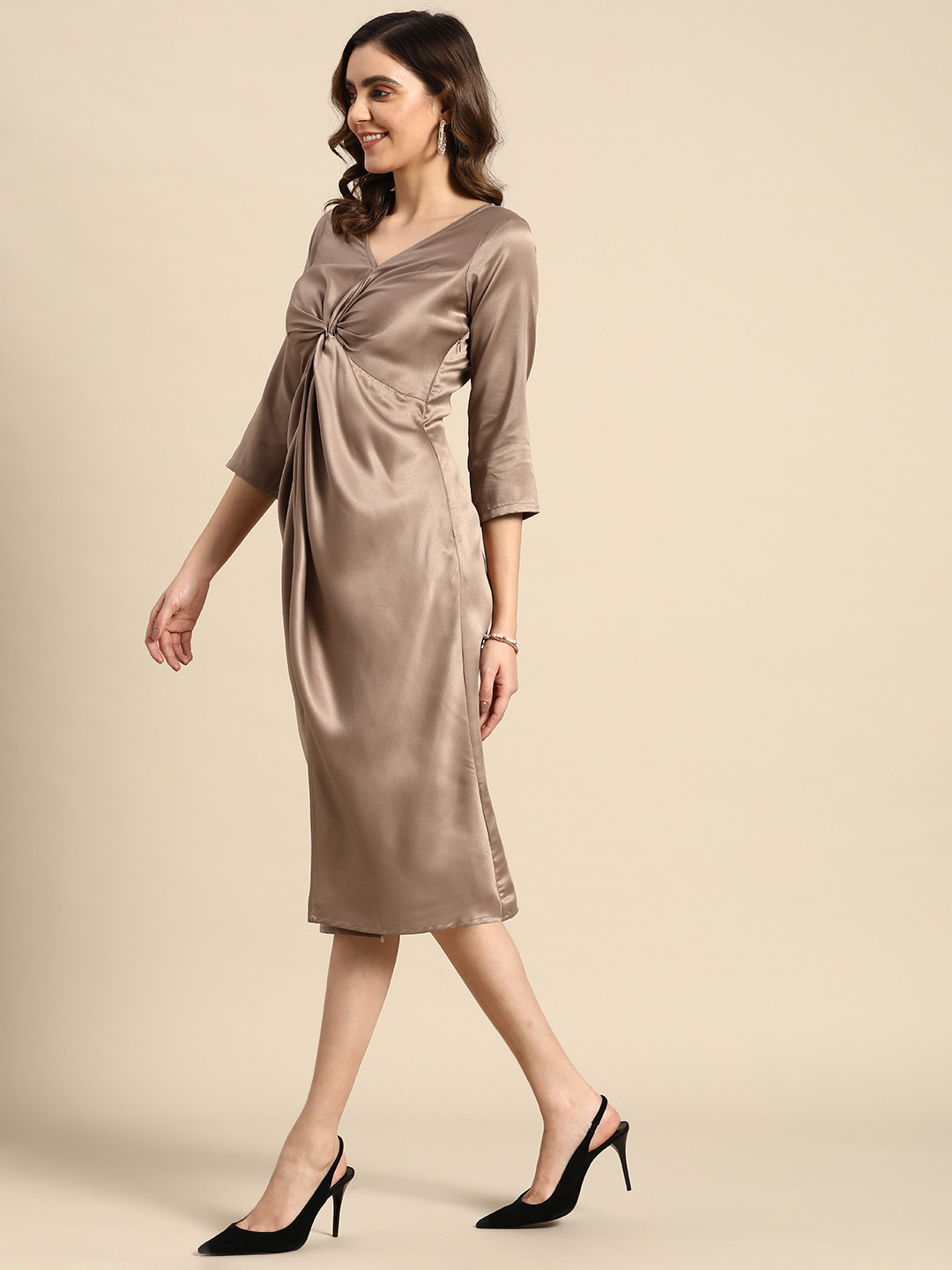 

MABISH by Sonal Jain Satin A-Line Dress, Nude