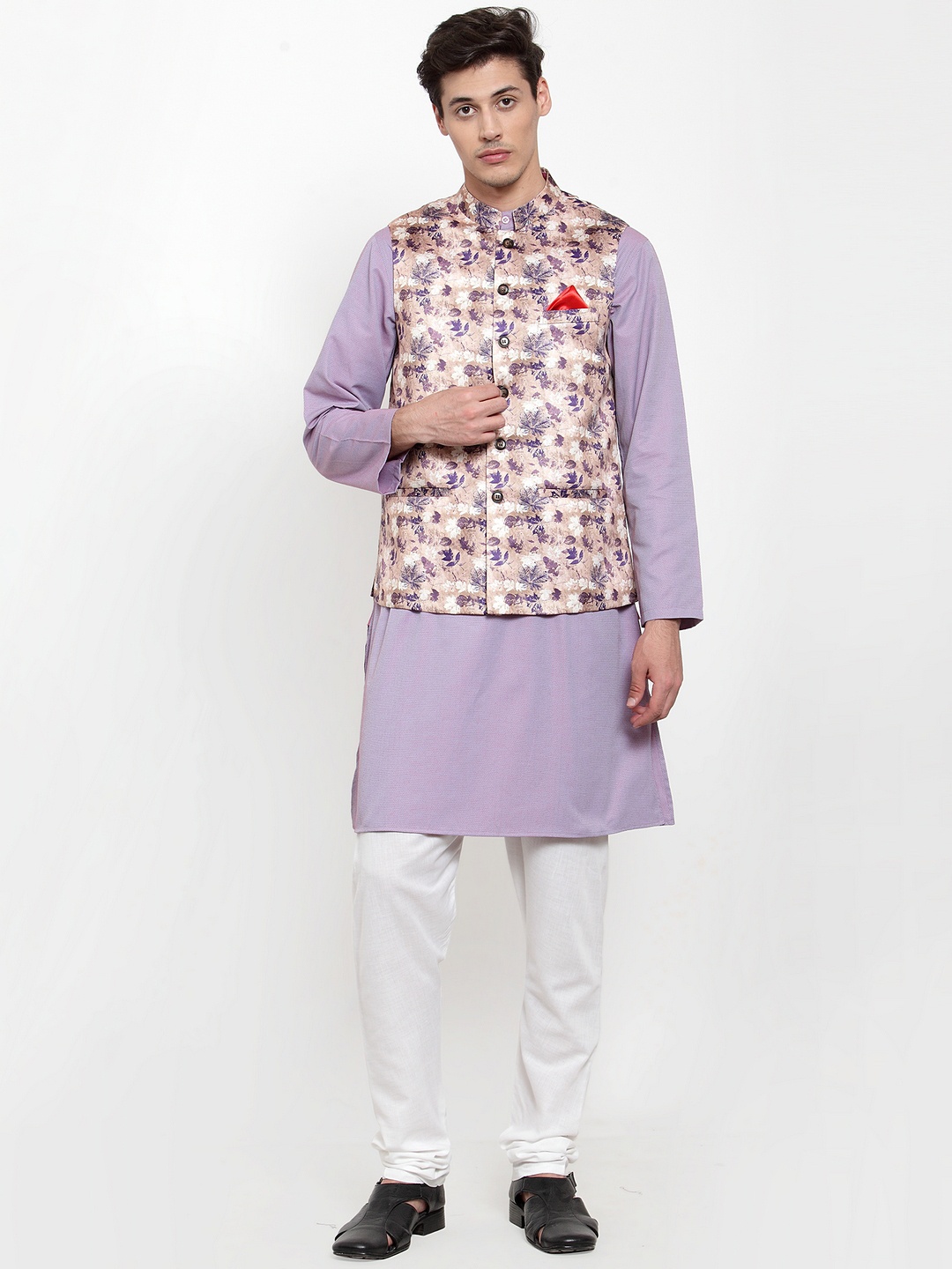 

NEUDIS Men Printed Nehru Jackets, Brown
