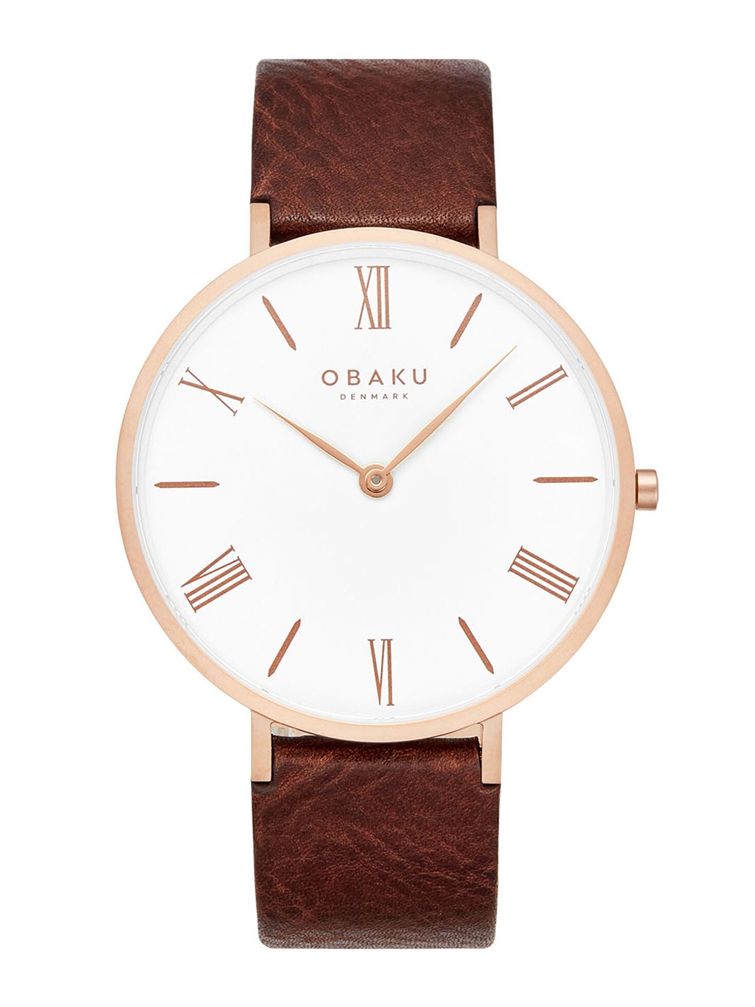 

Obaku Men Brass Printed Dial & Leather Straps Analogue Watch V283GXVWRN, White