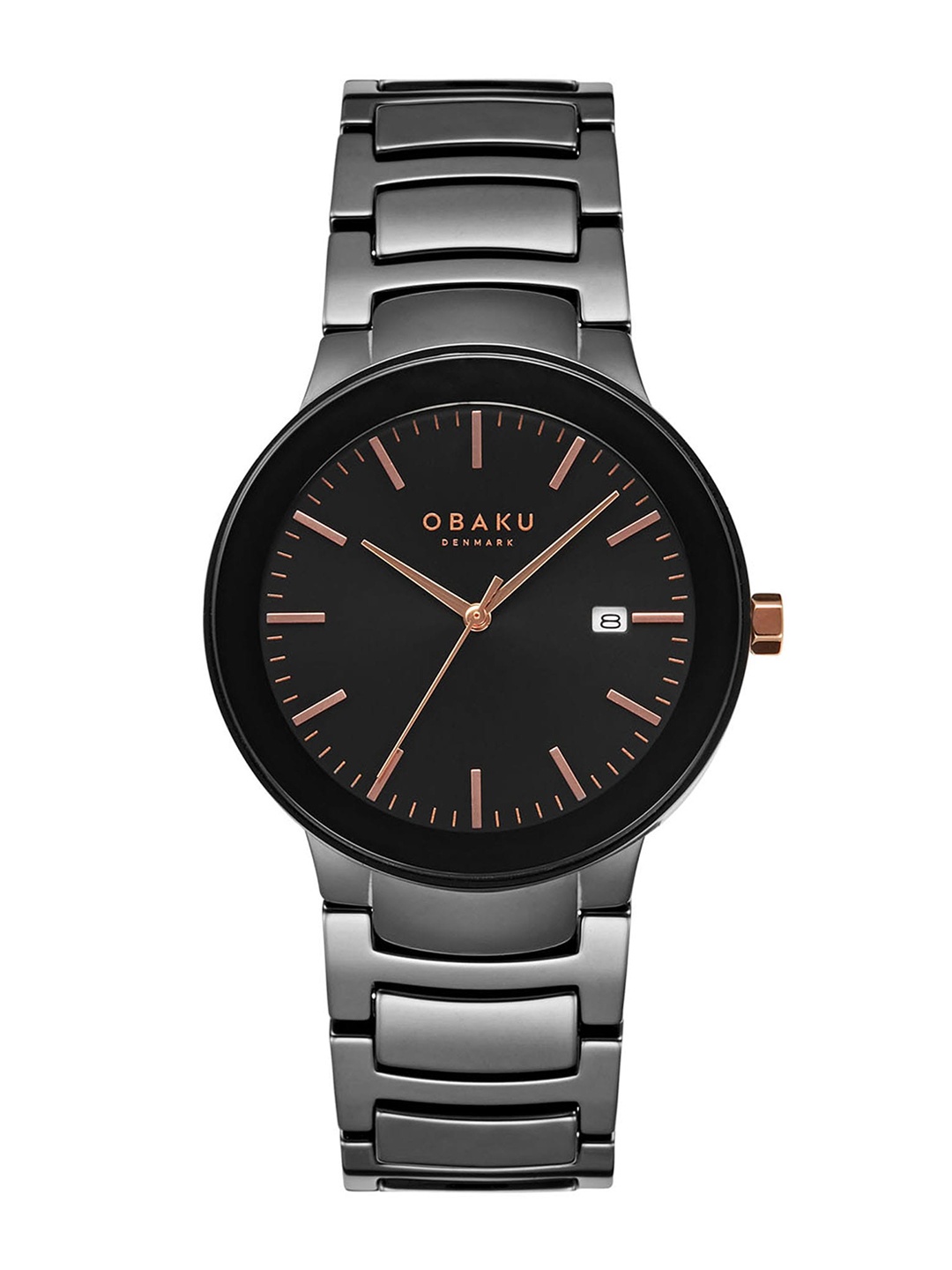 

Obaku Women Brass Embellished Dial & Ceramic Bracelet Style Straps Analogue Watch V280LDBBCB, Black