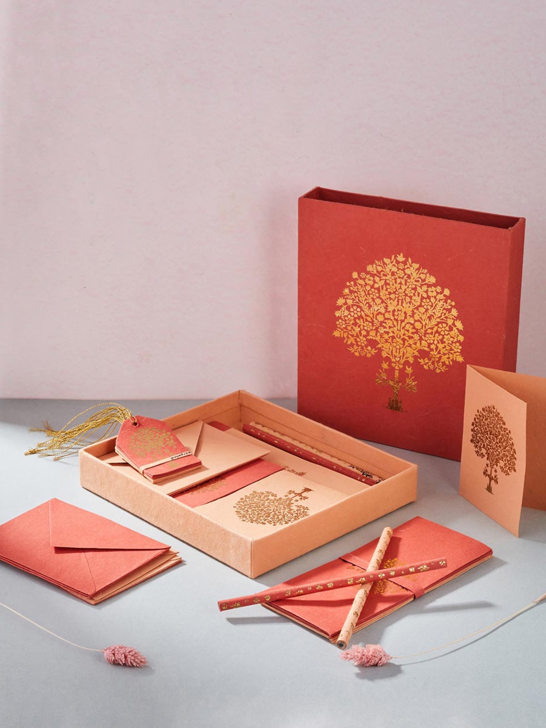 

Fabindia Printed Stationery Desk Gift Set, Red