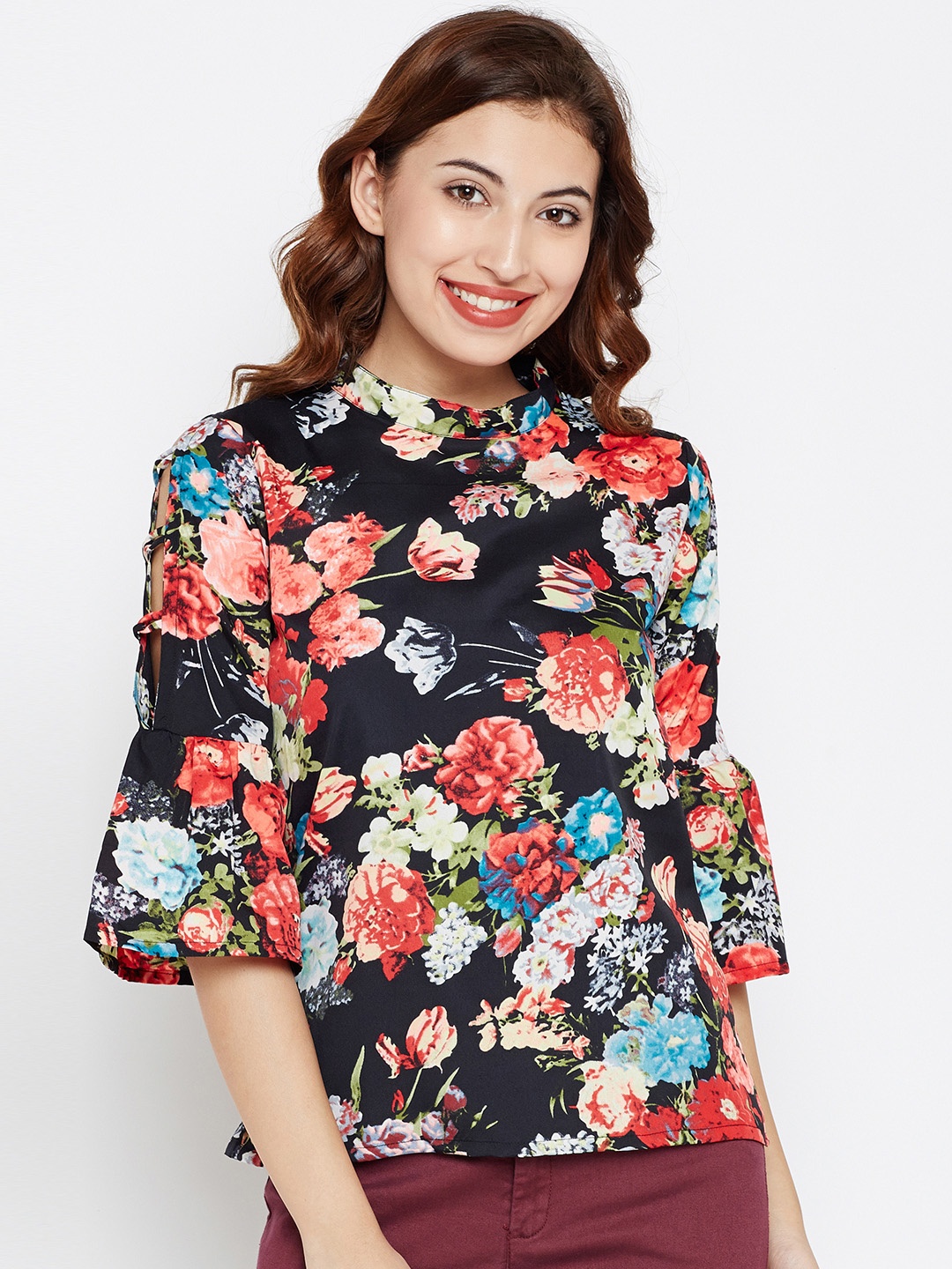 

Style Quotient Women Multicoloured Printed Top, Black