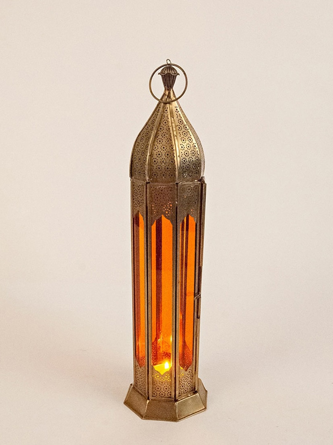 

Fabindia Devesh Red & Cream-Coloured Textured Glass Antique Lantern