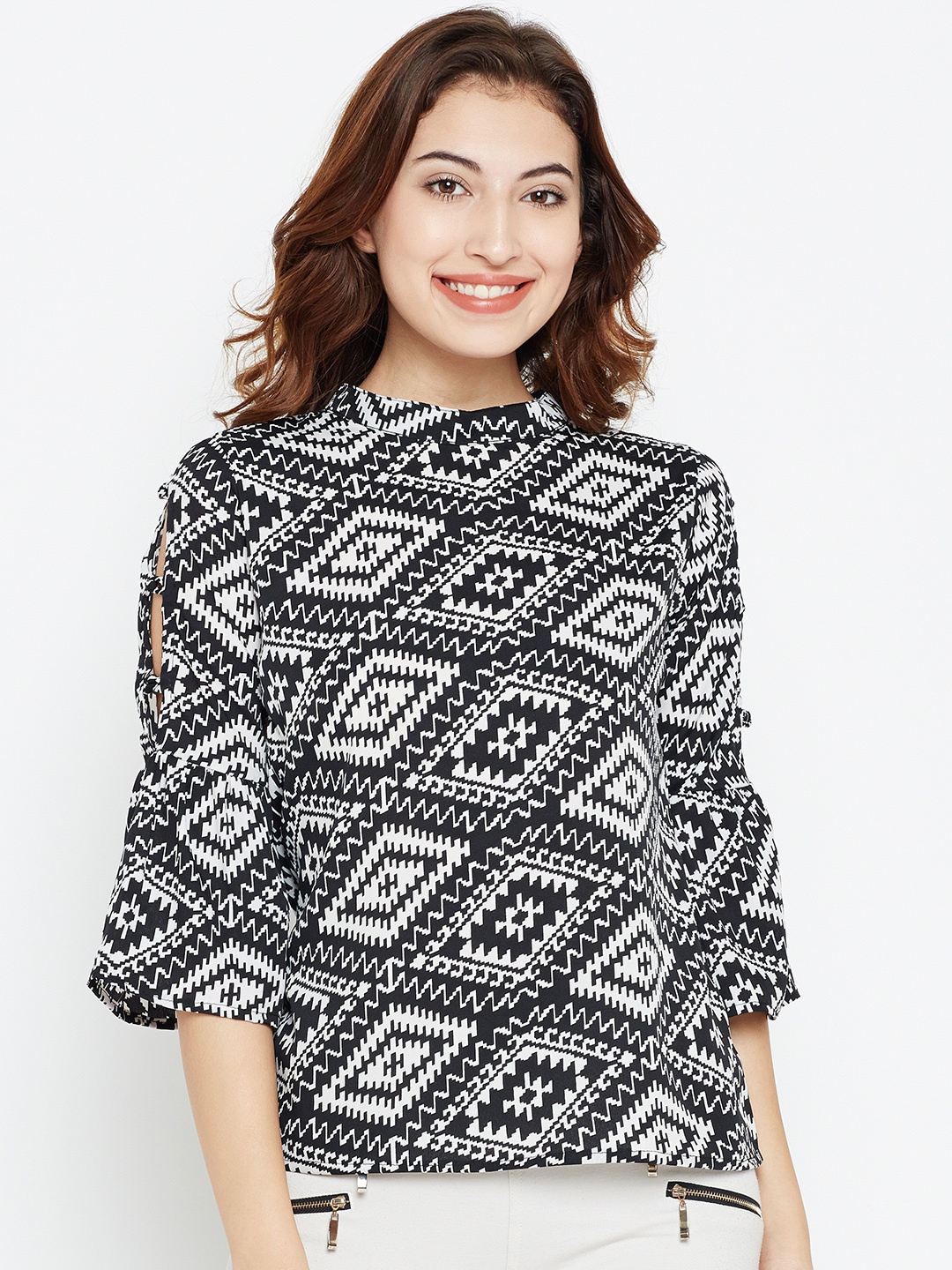 

Style Quotient Women Black & White Printed Top