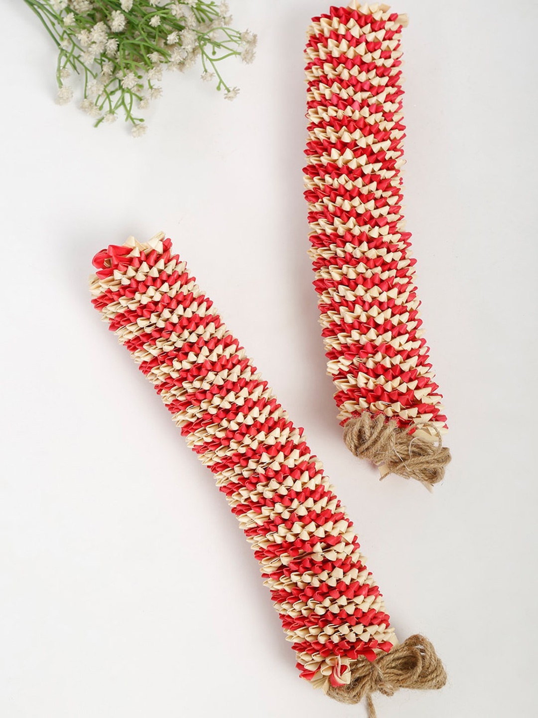

Fabindia Alta Red & Cream-Coloured 2 Pieces Palmleaf Toran Set
