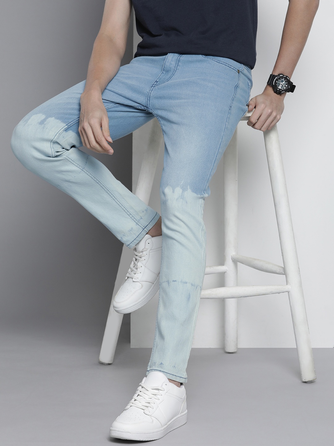 

The Indian Garage Co Slim Fit Light Fade Ombre Stretchable Jeans, Blue