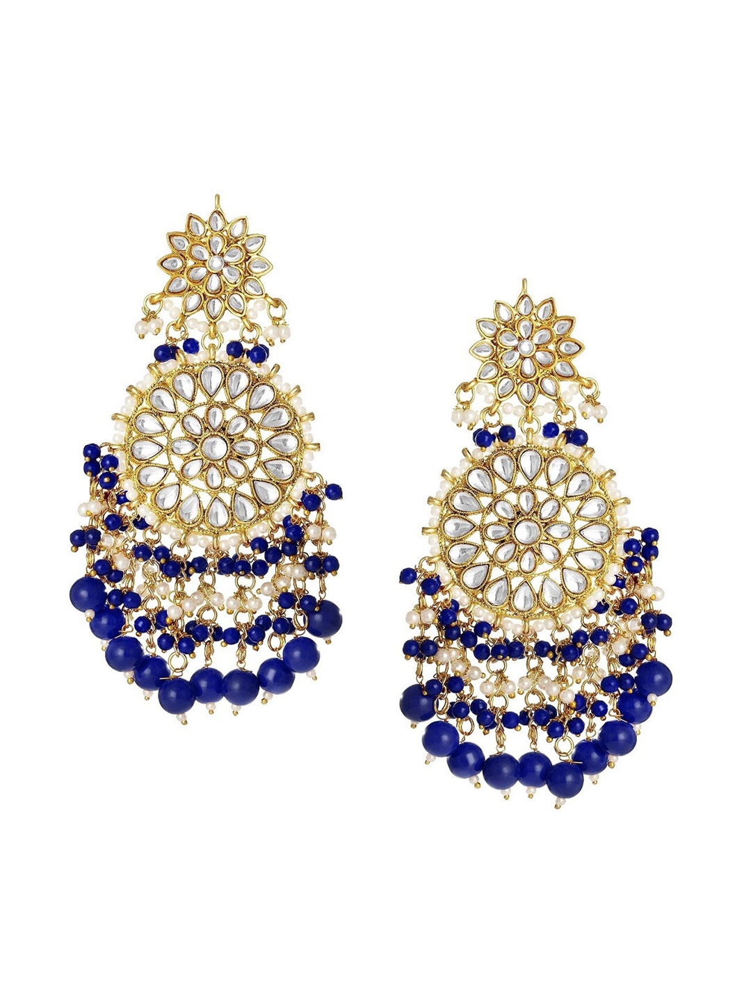 

I Jewels Women Gold-Plated Contemporary Drop Earrings, Blue