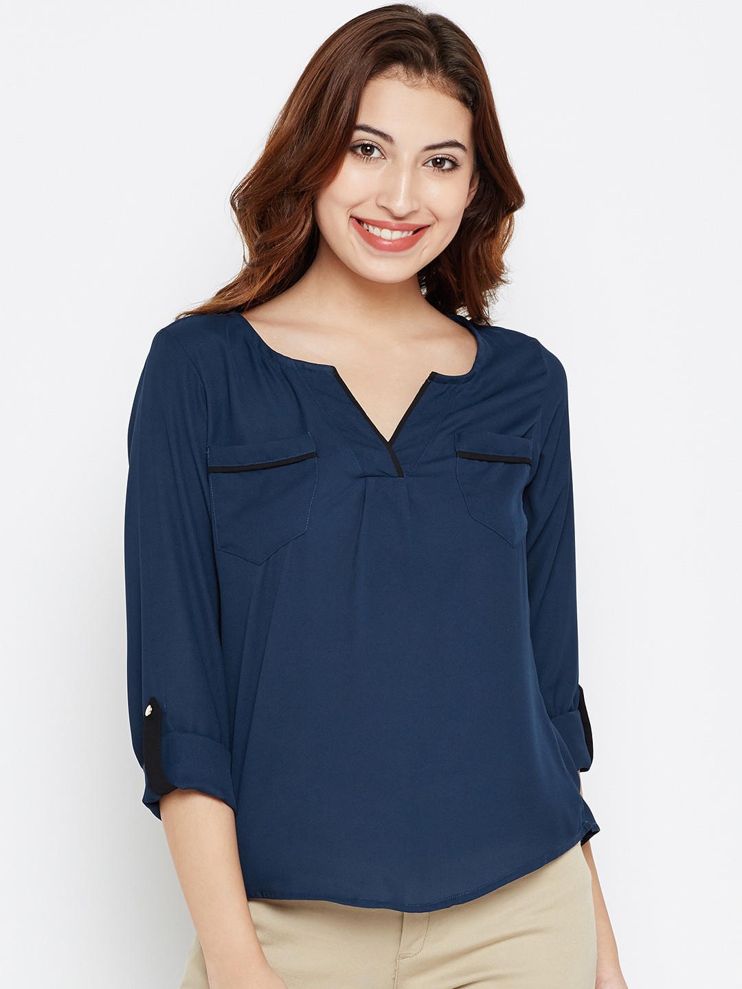 

Style Quotient Women Teal Blue Solid Top