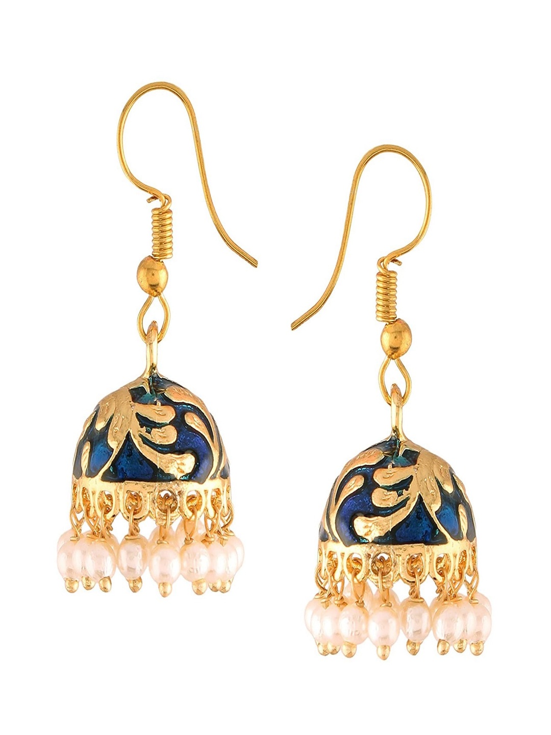 

I Jewels Gold-Plated Contemporary Jhumkas Earrings, Blue