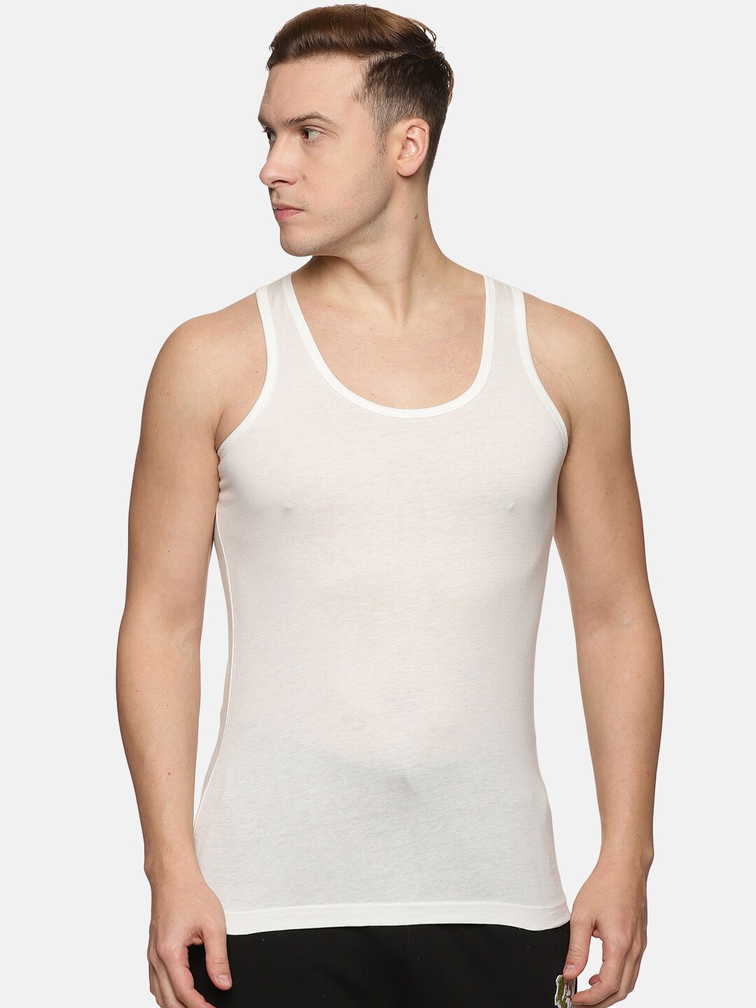 

Tailor & Circus Men White Scoop Neck Sleeveless Tank Innerwear Vests