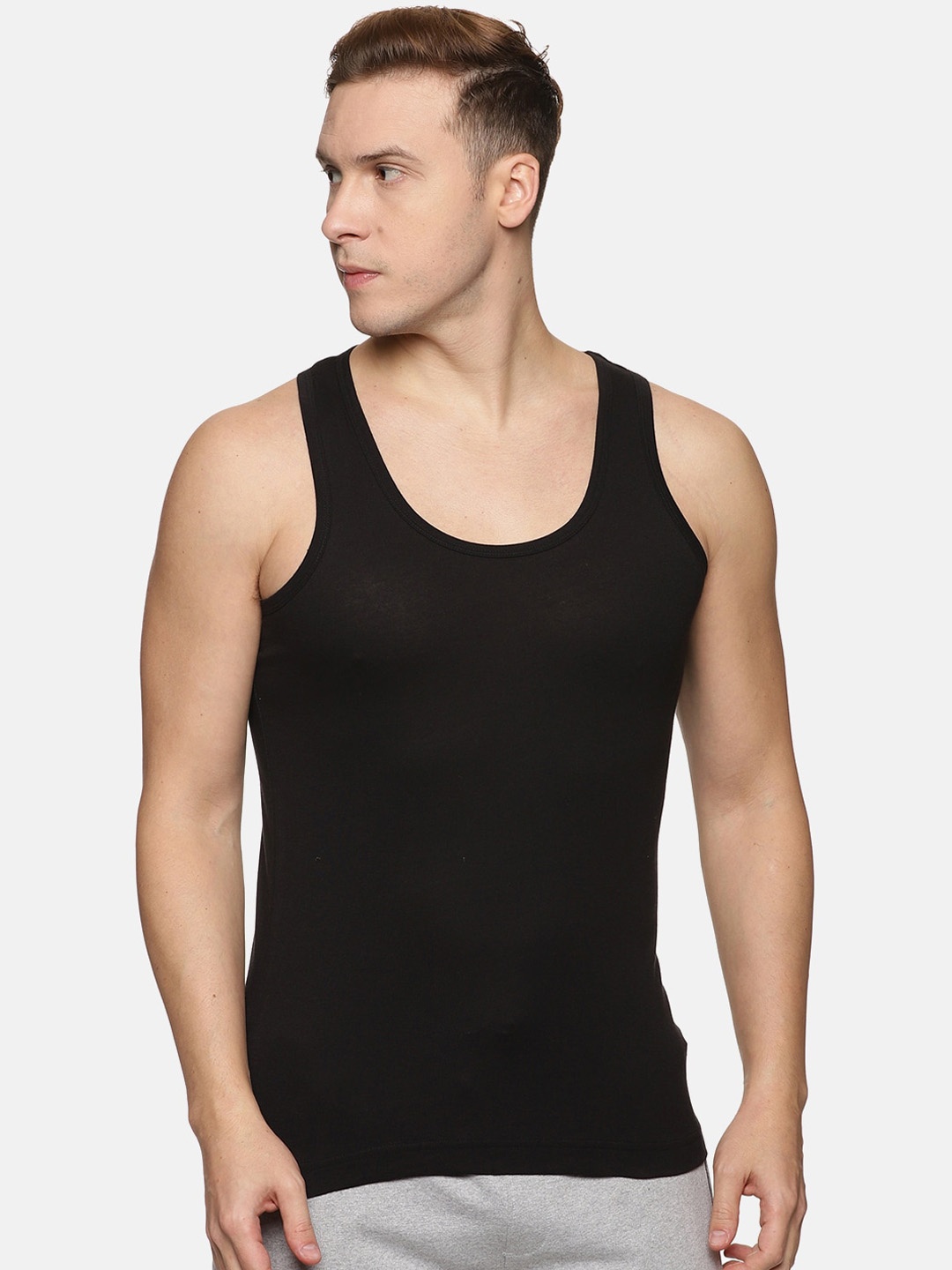 

Tailor & Circus Men Black Scoop Neck Sleeveless Tank Innerwear Vests