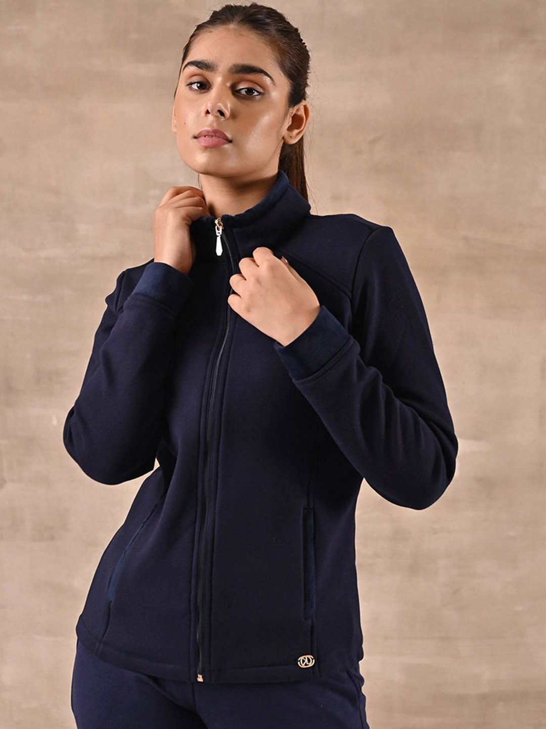 

Lakshita Women Mock-Collar Bomber Jacket, Navy blue