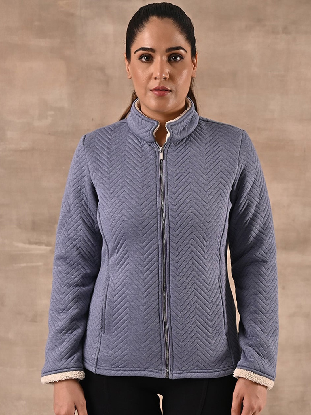 

Lakshita Women Plus Size Mock Collar Outdoor Quilted Jacket, Blue
