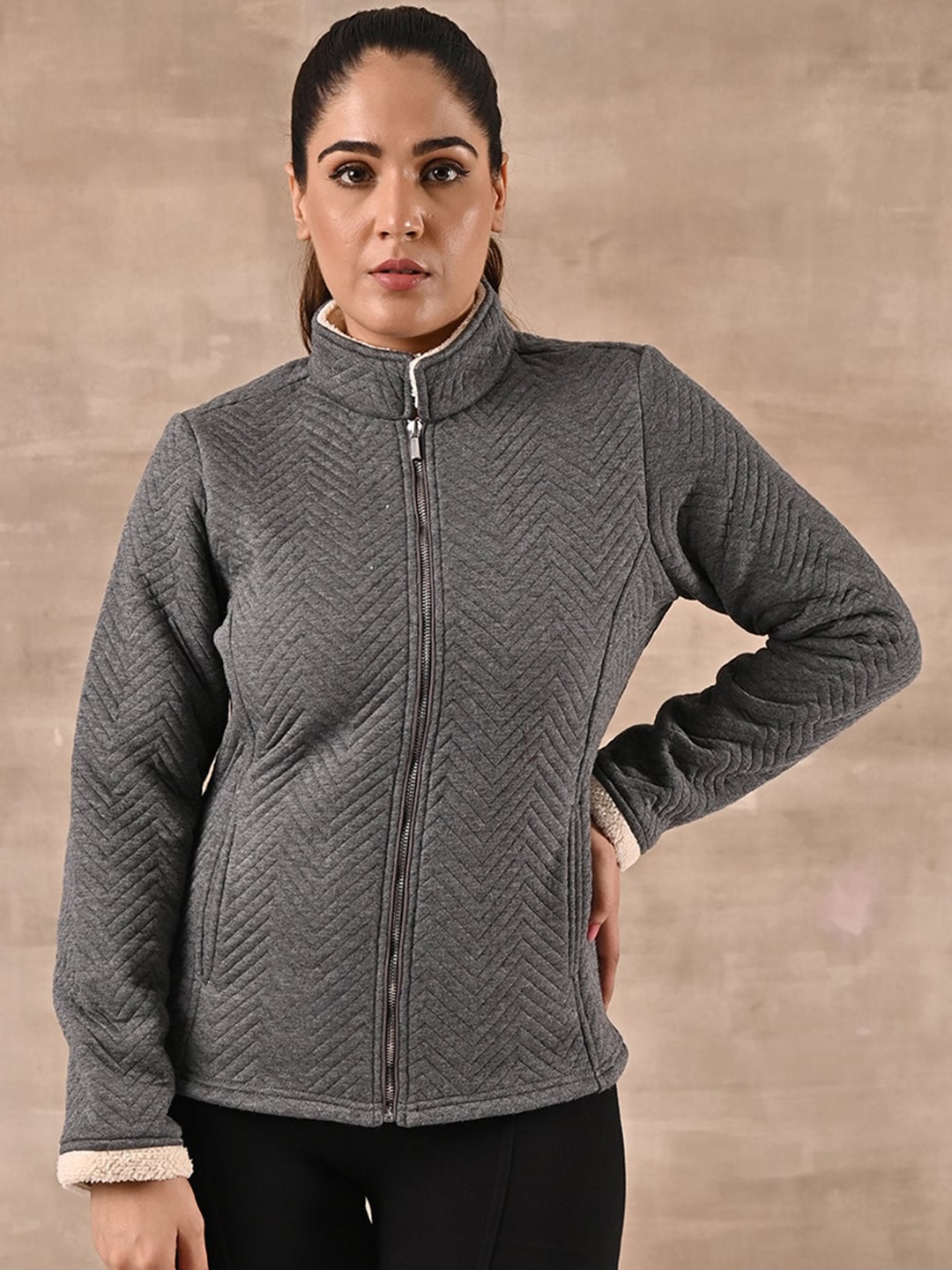 

Lakshita Women Mock Collar Outdoor Quilted Jacket, Grey