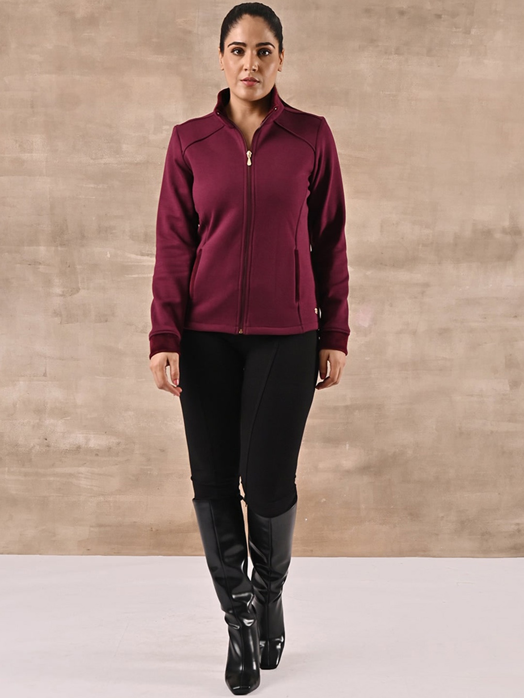 

Lakshita Women Solid Long Sleeves Tailored Jacket, Maroon