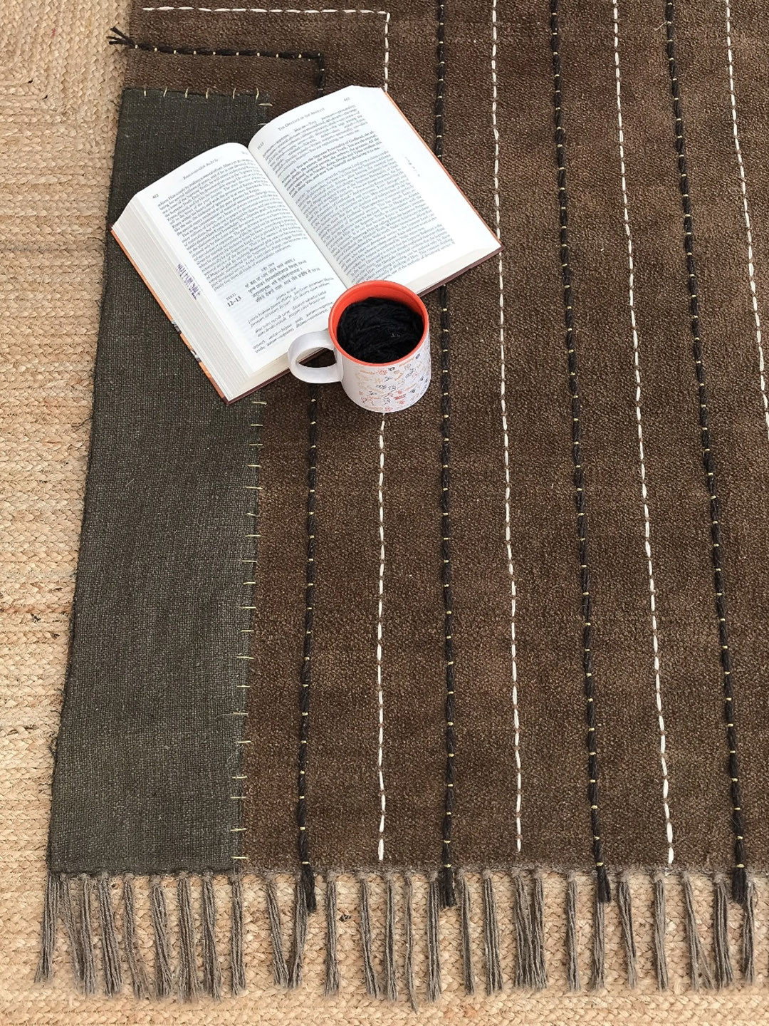 

Art Avenue Brown & Blue Embroidered Cotton Rectangular Carpet
