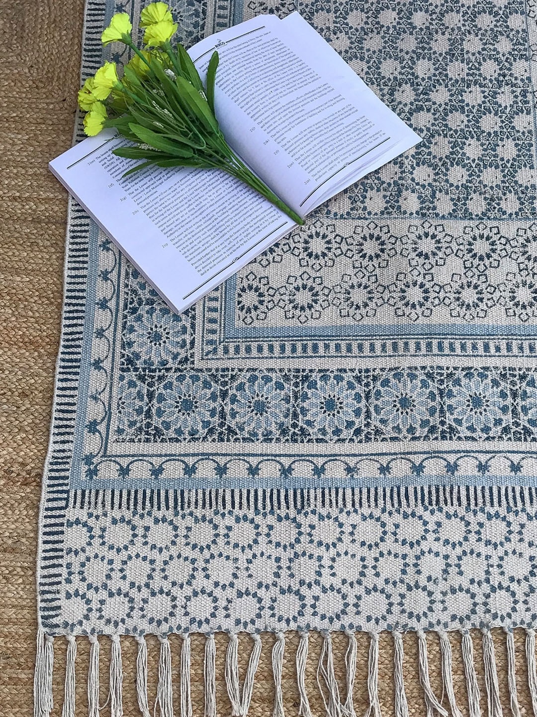 

Art Avenue Blue & Beige Ethnic Motifs Printed Cotton Carpet