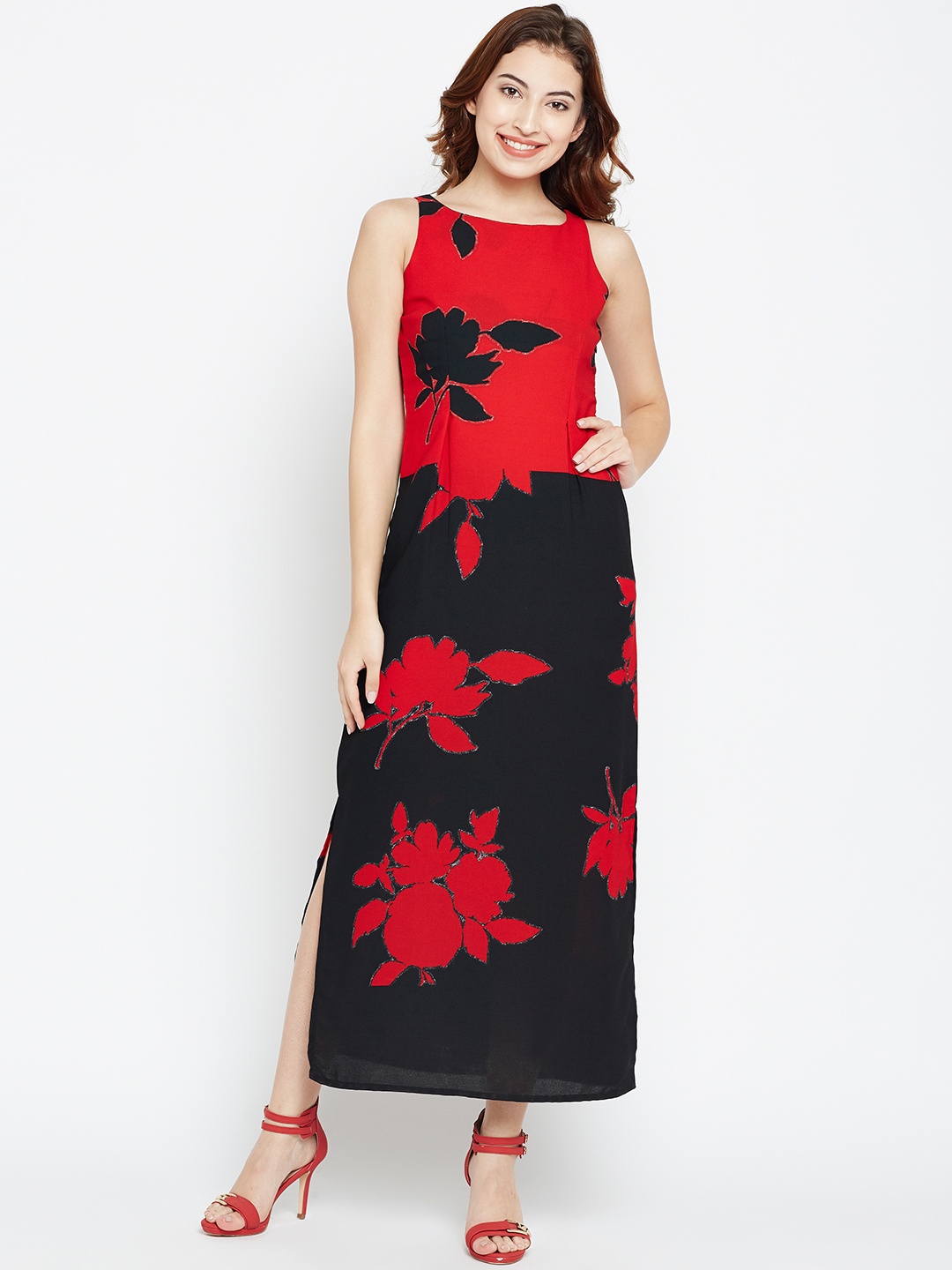 

Style Quotient Women Red & Black Printed Maxi Dress