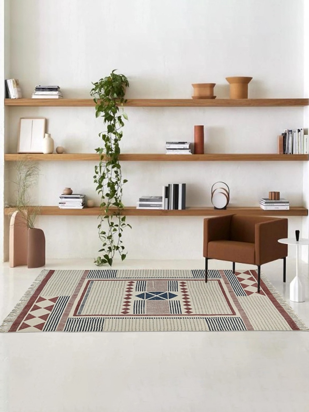 

Art Avenue Beige & Brown Geometric Printed Cotton Carpet