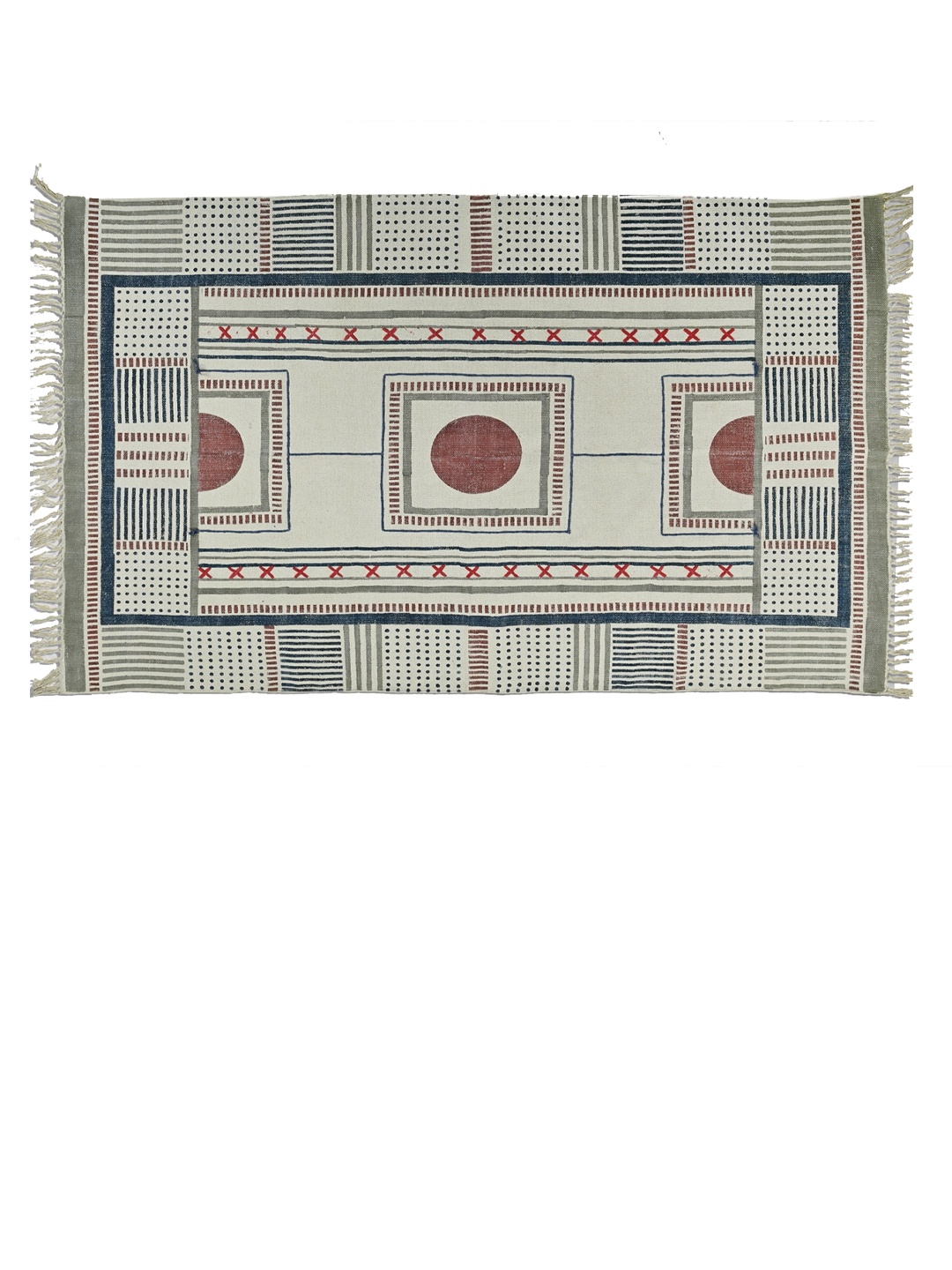 

Art Avenue White & Blue Ethnic Motifs Printed Cotton Rectangular Carpet