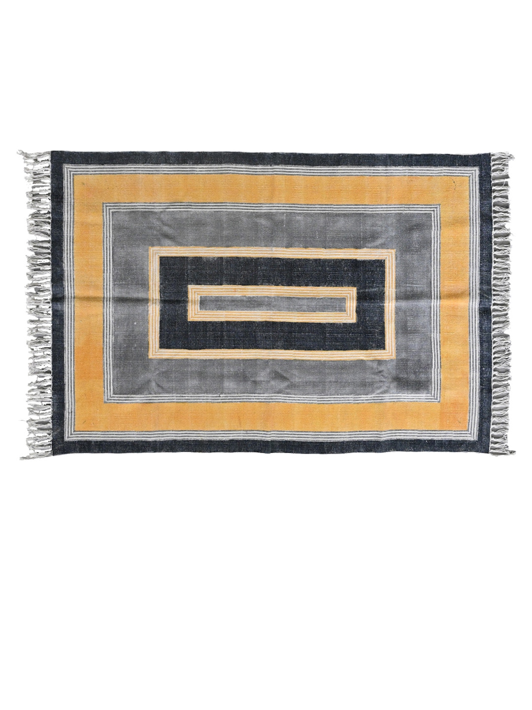 

Art Avenue Black & Orange Geometric Printed Cotton Carpet