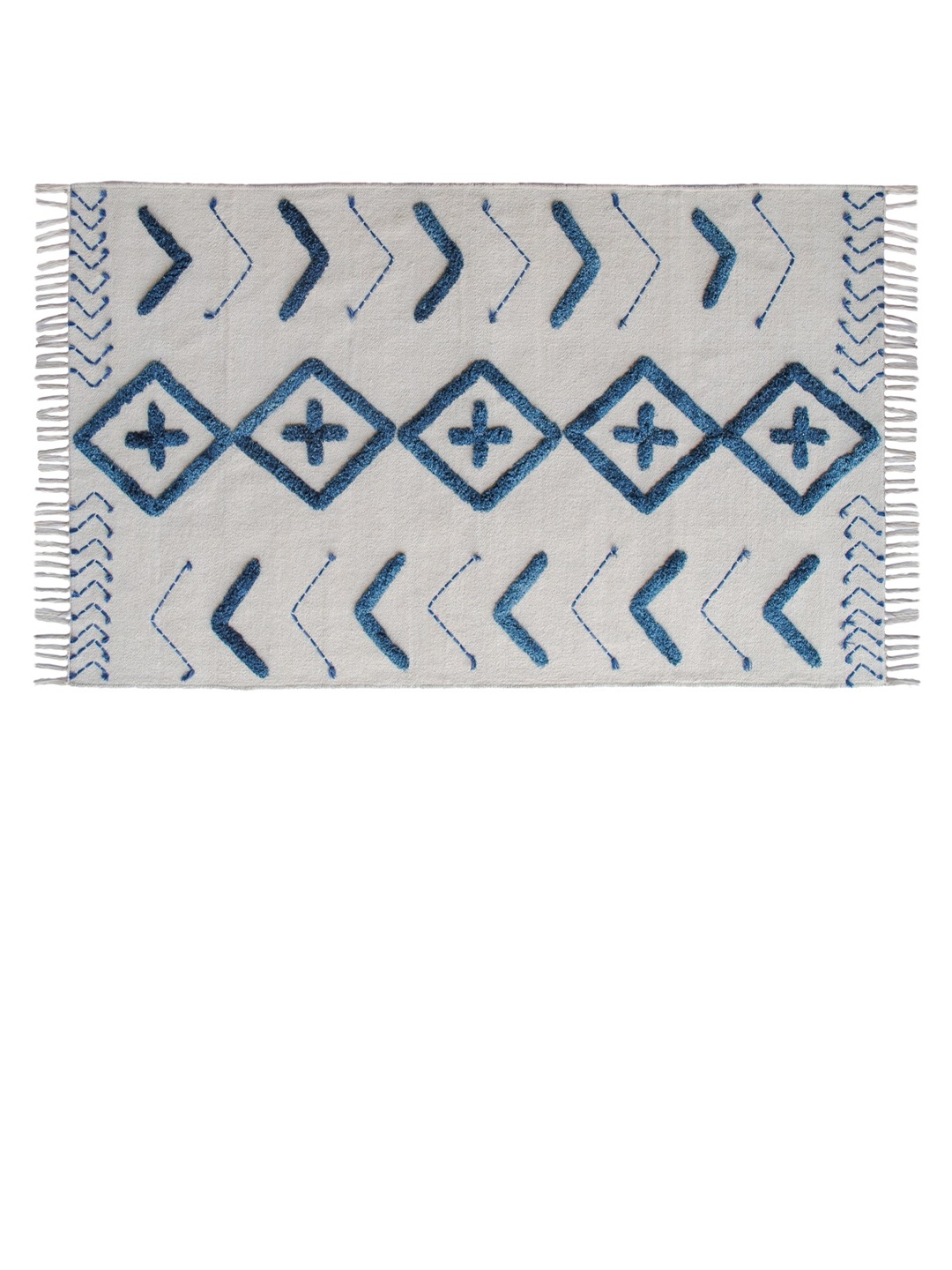 

Art Avenue White & Blue Traditional Cotton Carpet