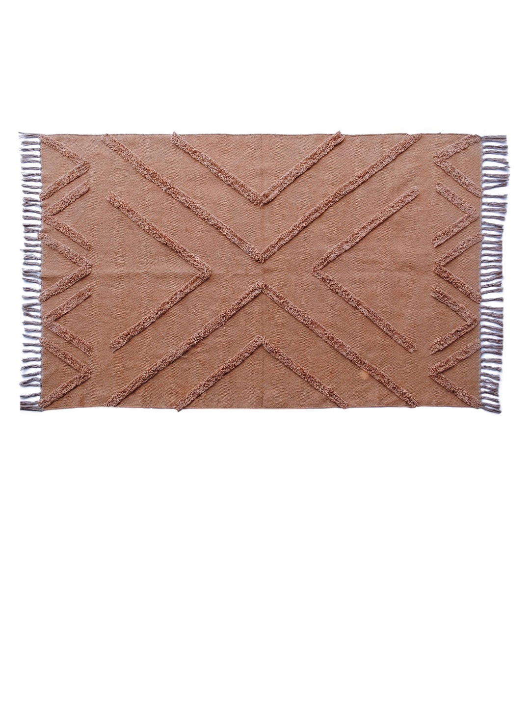 

Art Avenue Orange Geometric Embroidered Cotton Rectangular Carpet
