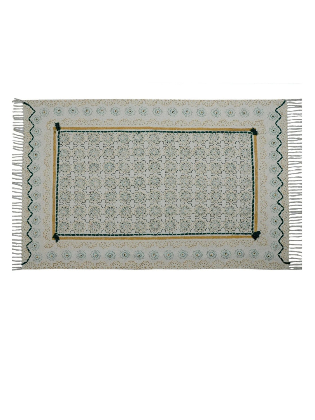 

Art Avenue Green & Yellow Ethnic Motifs Cotton Rectangular Carpet