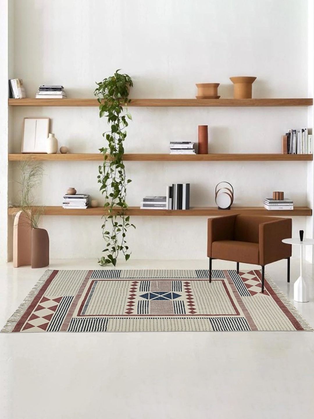 

Art Avenue Beige & Brown Geometric Printed Cotton Carpet