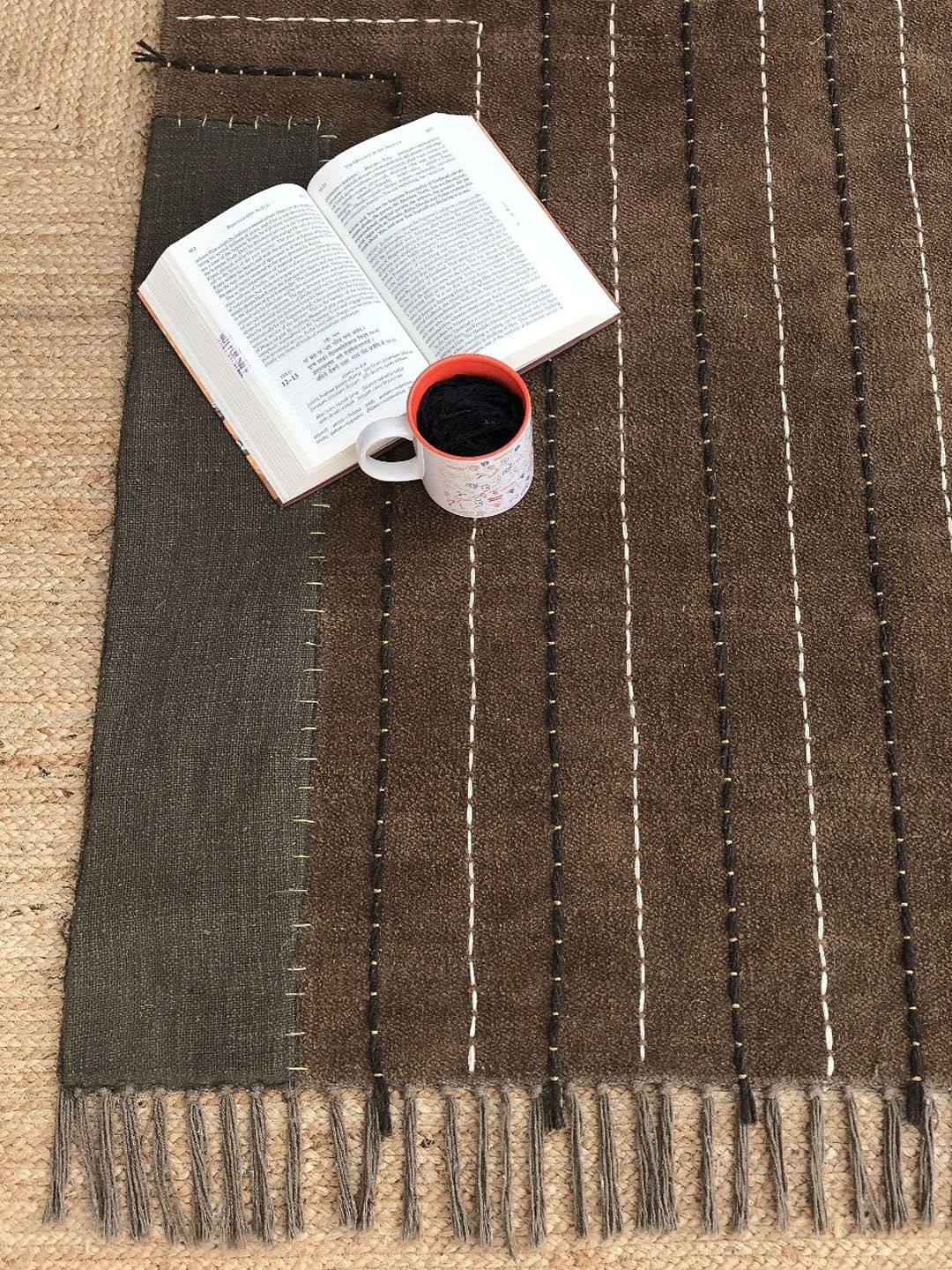 

Art Avenue Brown & Blue Stripes Embroidered Cotton Carpet