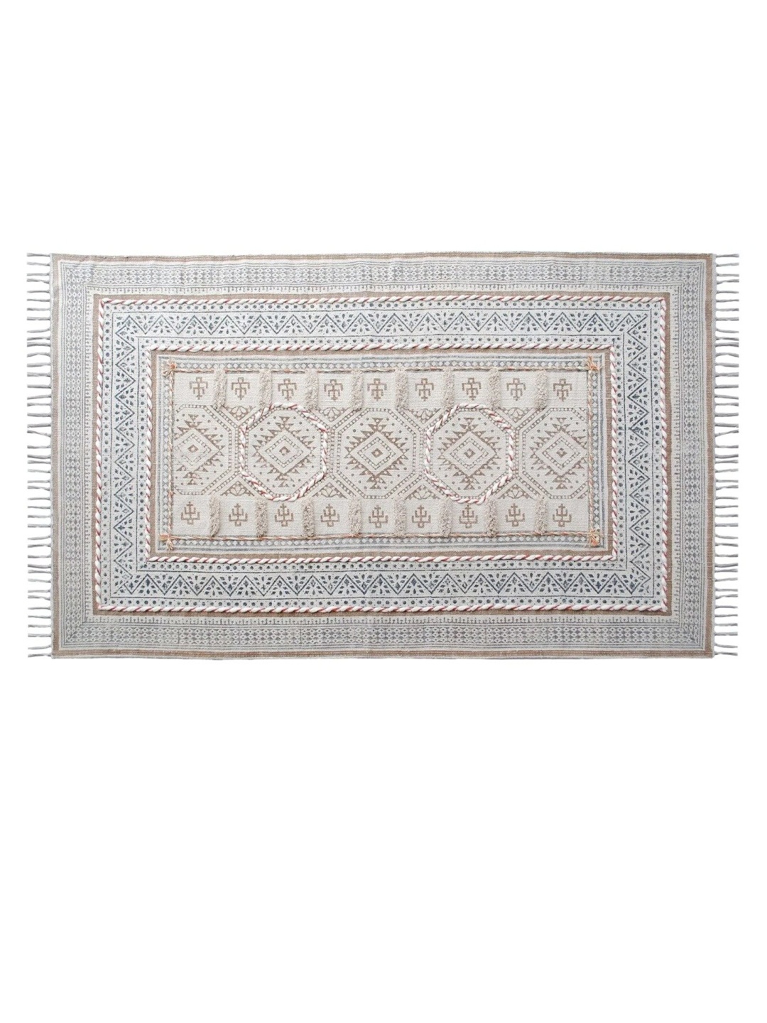 

Art Avenue Brown & Grey Ethnic Motifs Printed & Embroidered Cotton Carpet