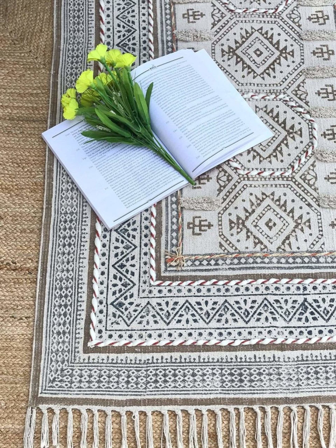 

Art Avenue Brown & Blue Traditional Printed Cotton Carpet